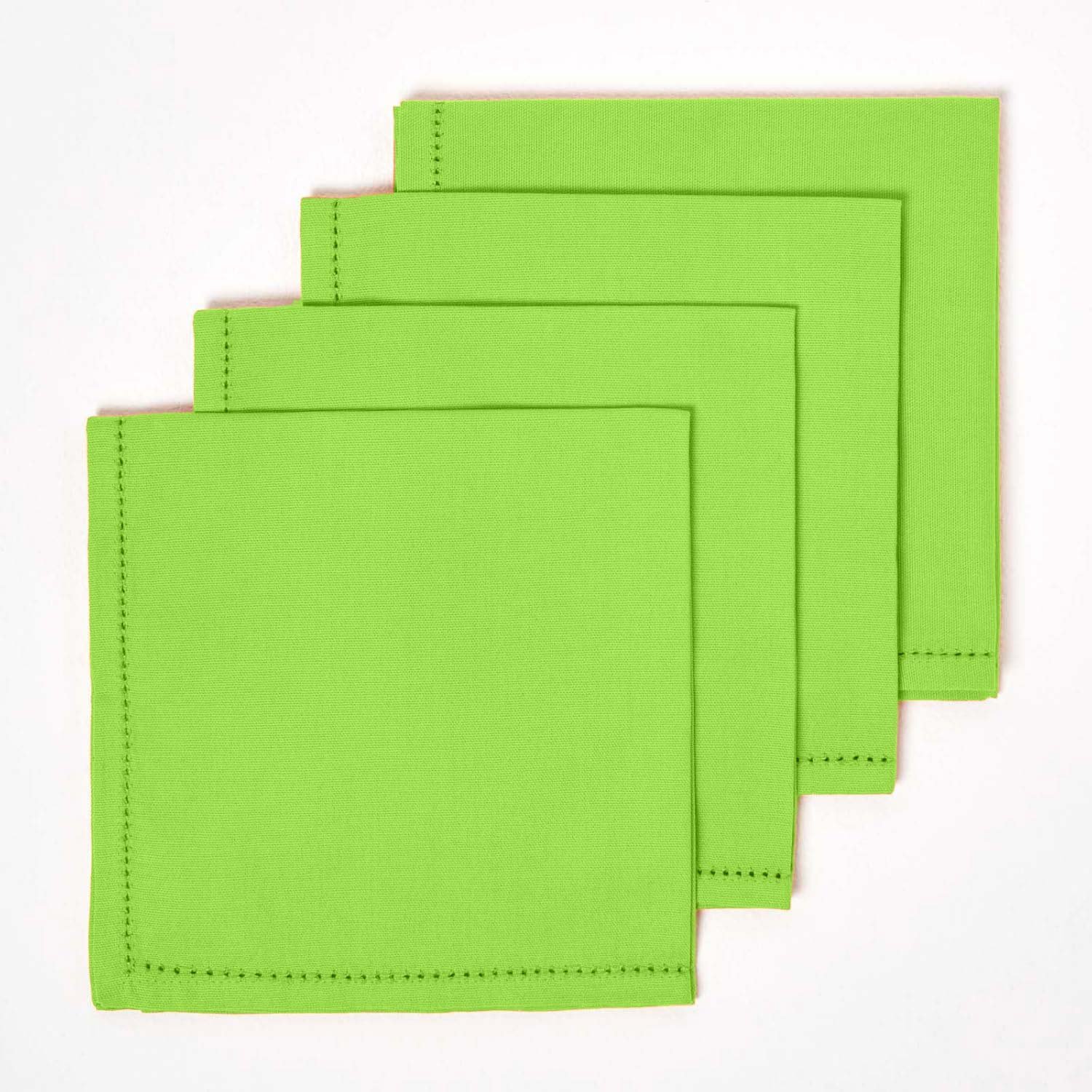 Homescapes Pack of 4 Plain Cotton Napkins - Lime