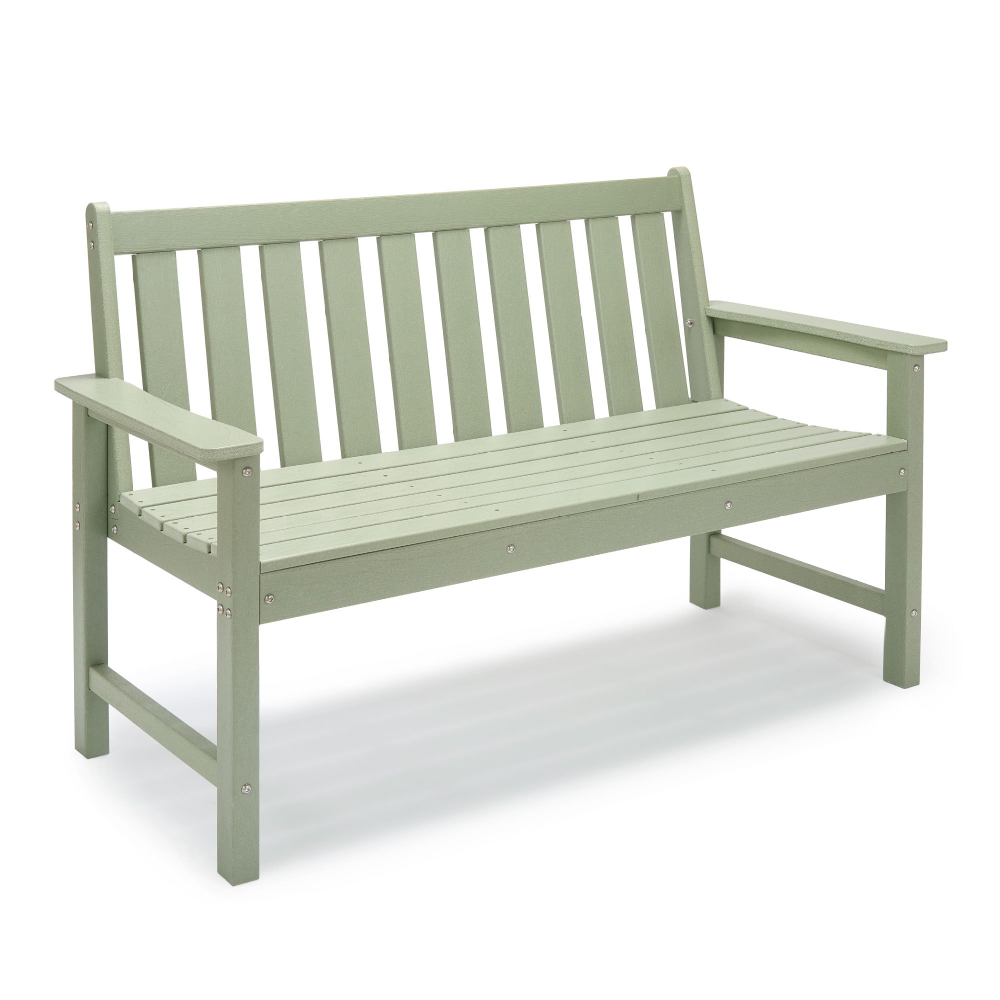 Vonhaus Westport HDPE 2 Seater Garden Bench - Sage Green