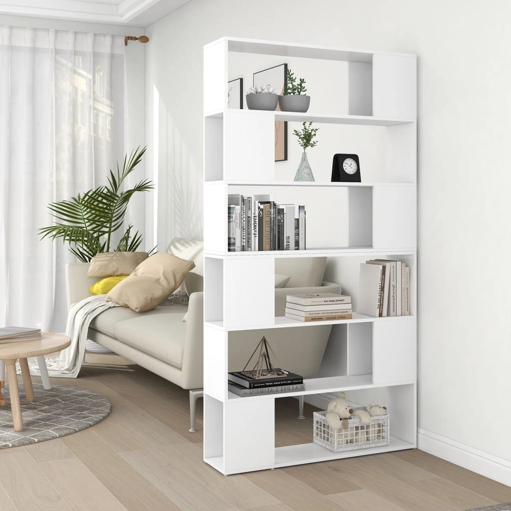 Walplus Engineered Wood Book Cabinet - White - 100 x 24 x 188 cm