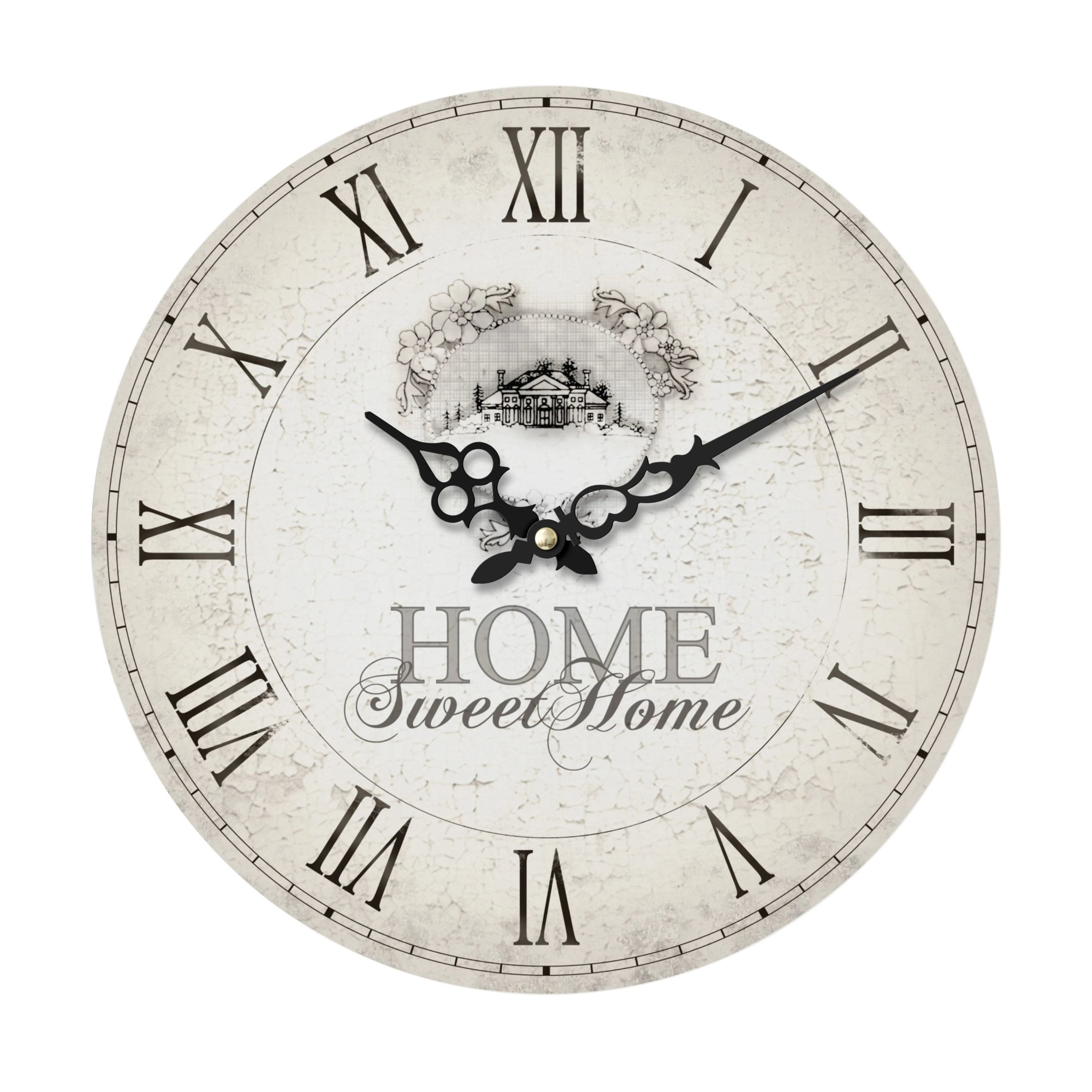 Orsina Home Sweet Home 34cm Dia Round Wall Clock - Cream