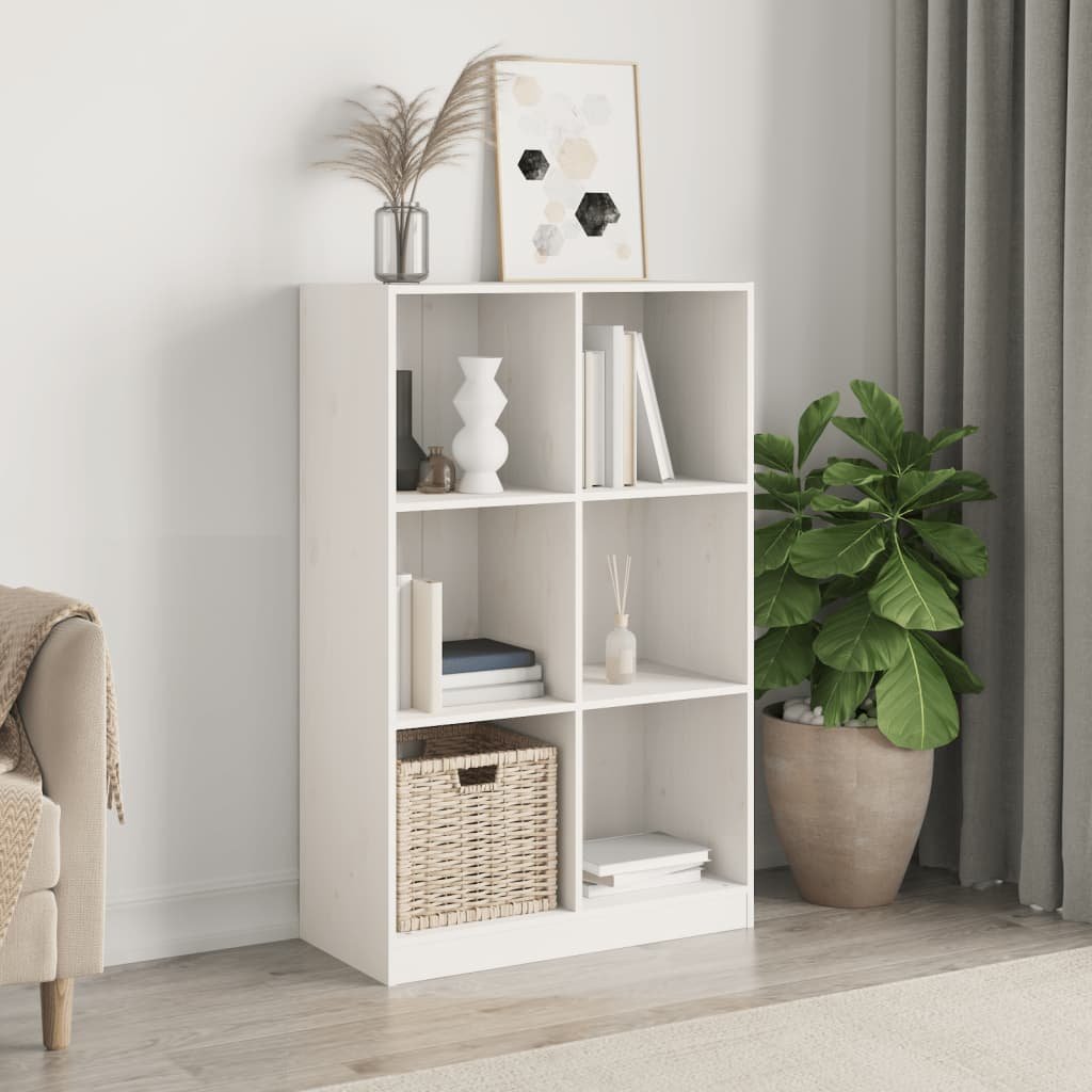 Walplus Solid Pine Bookcase - White - 70 x 33 x 110 cm