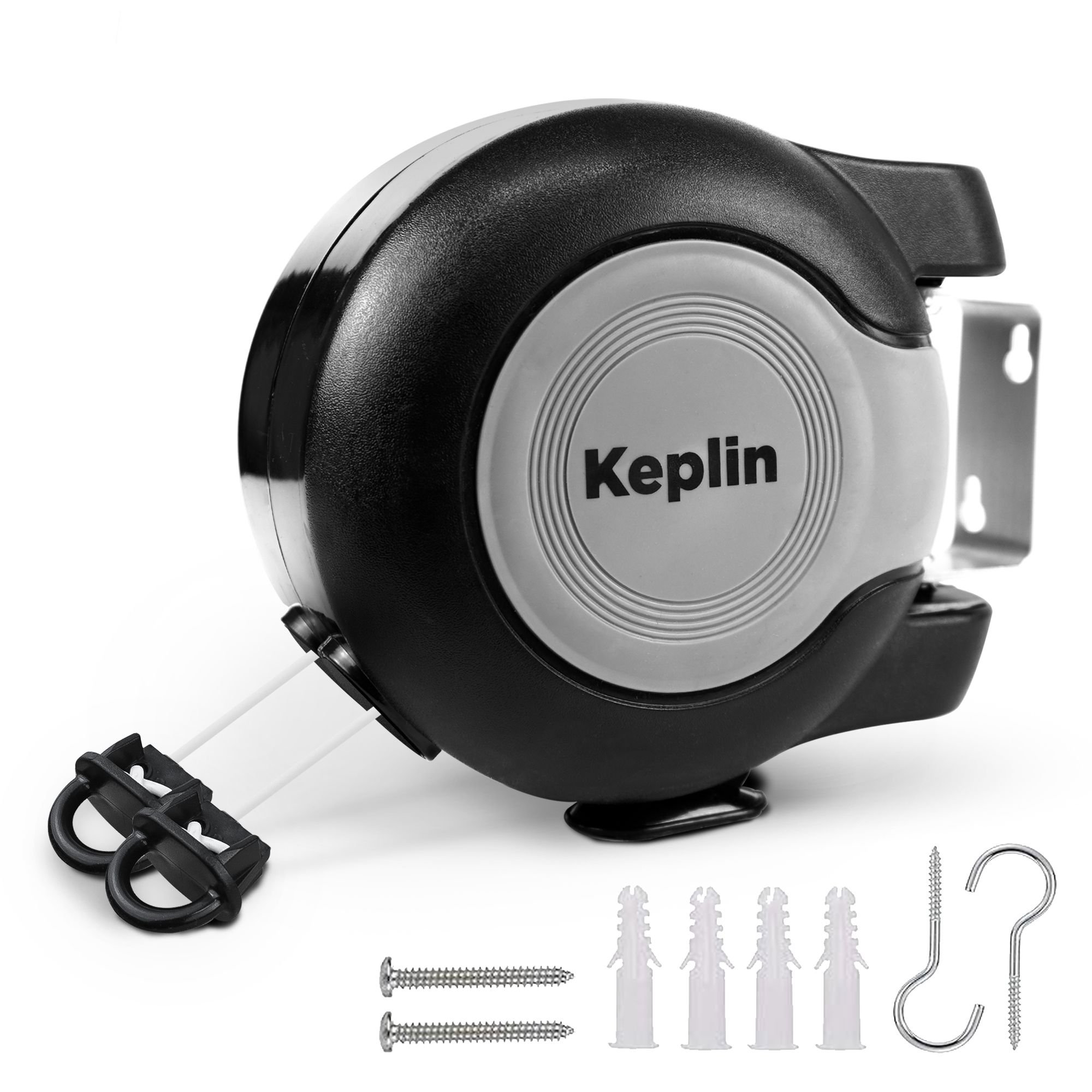 Keplin Double Retractable Washing Line - 30m - Black And Grey