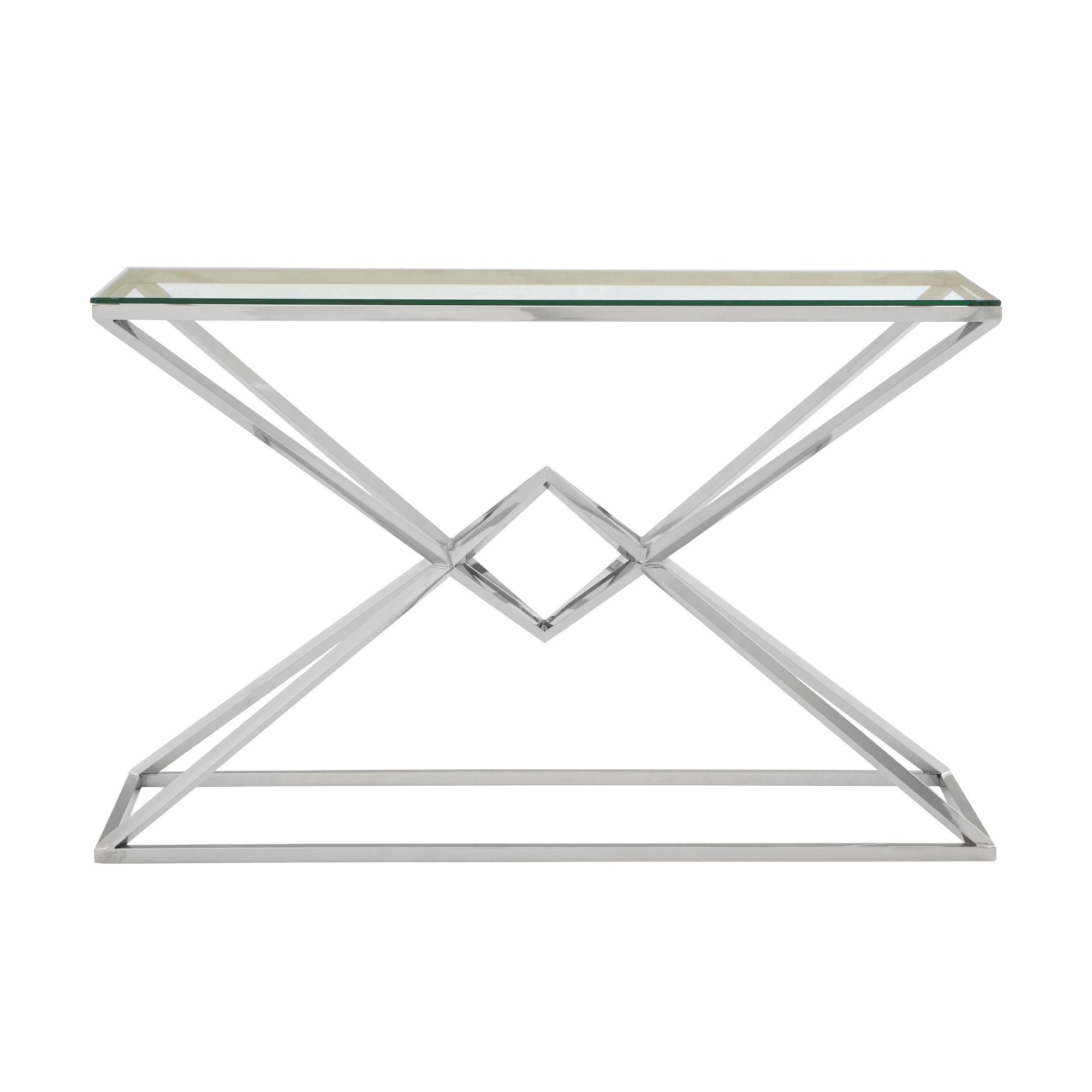 Orsina Allure Tempered Glass Rectangular Console Table – Silver