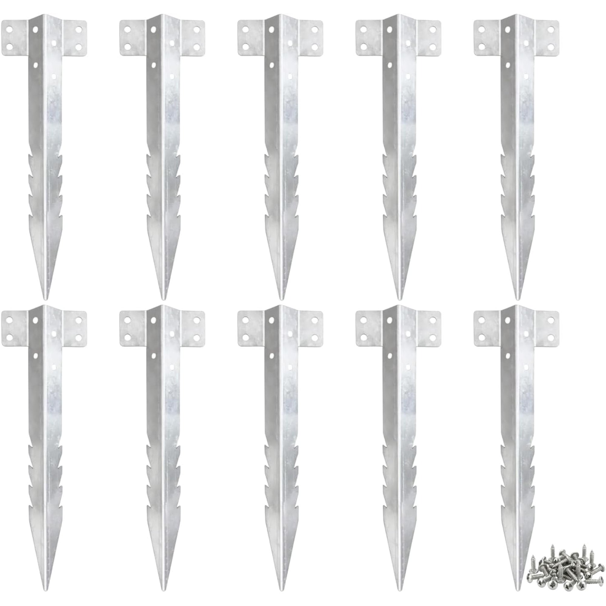 Greenera 10 Pack Galvanised Steel Railway Sleeper Brackets - Silver