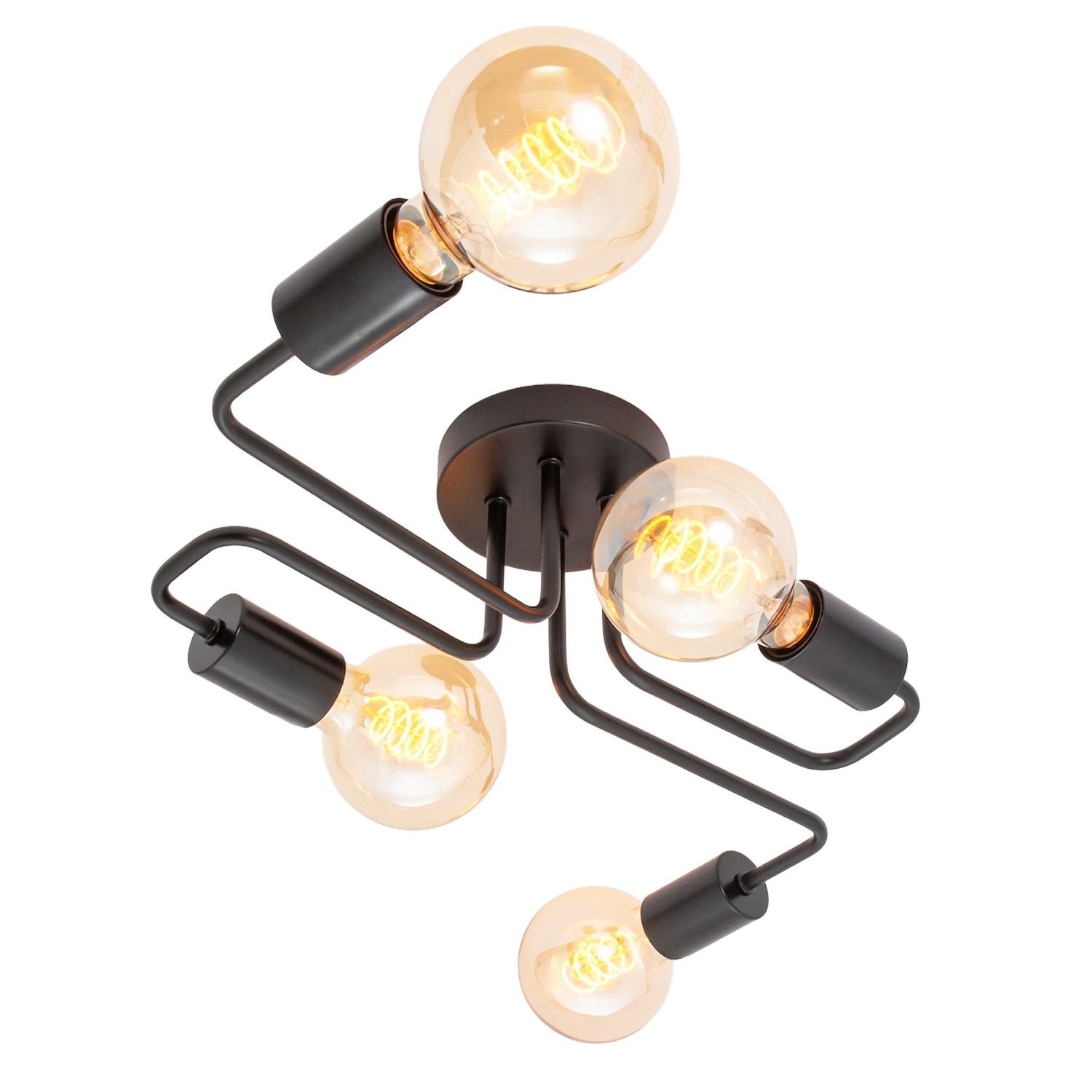 Happy Homewares Industrial Vintage Matte Black Ceiling Light - 47cm