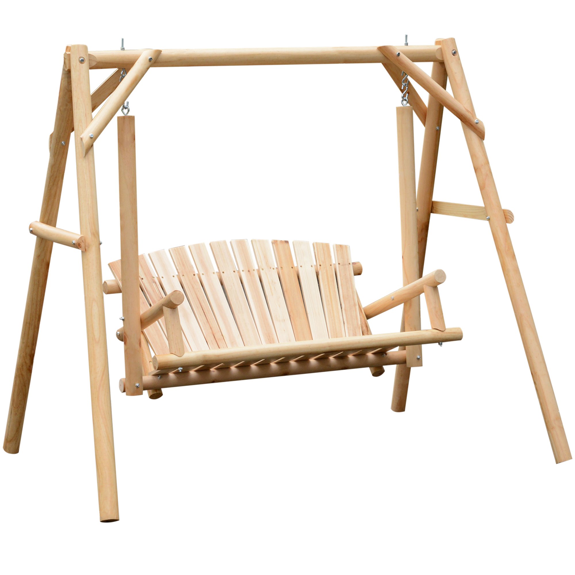 Outsunny Wooden Garden Swing Chair – Natural