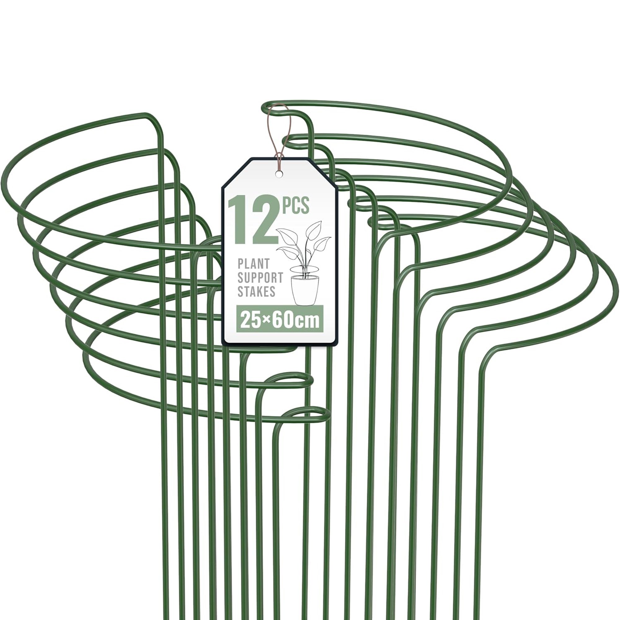 Vivo Technologies 12 Pack Plant Support Stakes Metal Supports - 25cm × 60cm