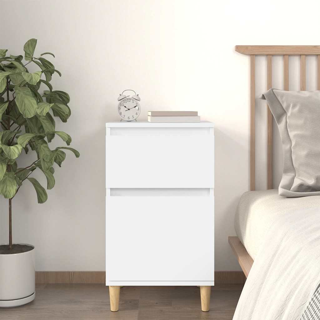 Walplus Engineered Wood Bedside Cabinet - White - 40 x 35 x 70 cm