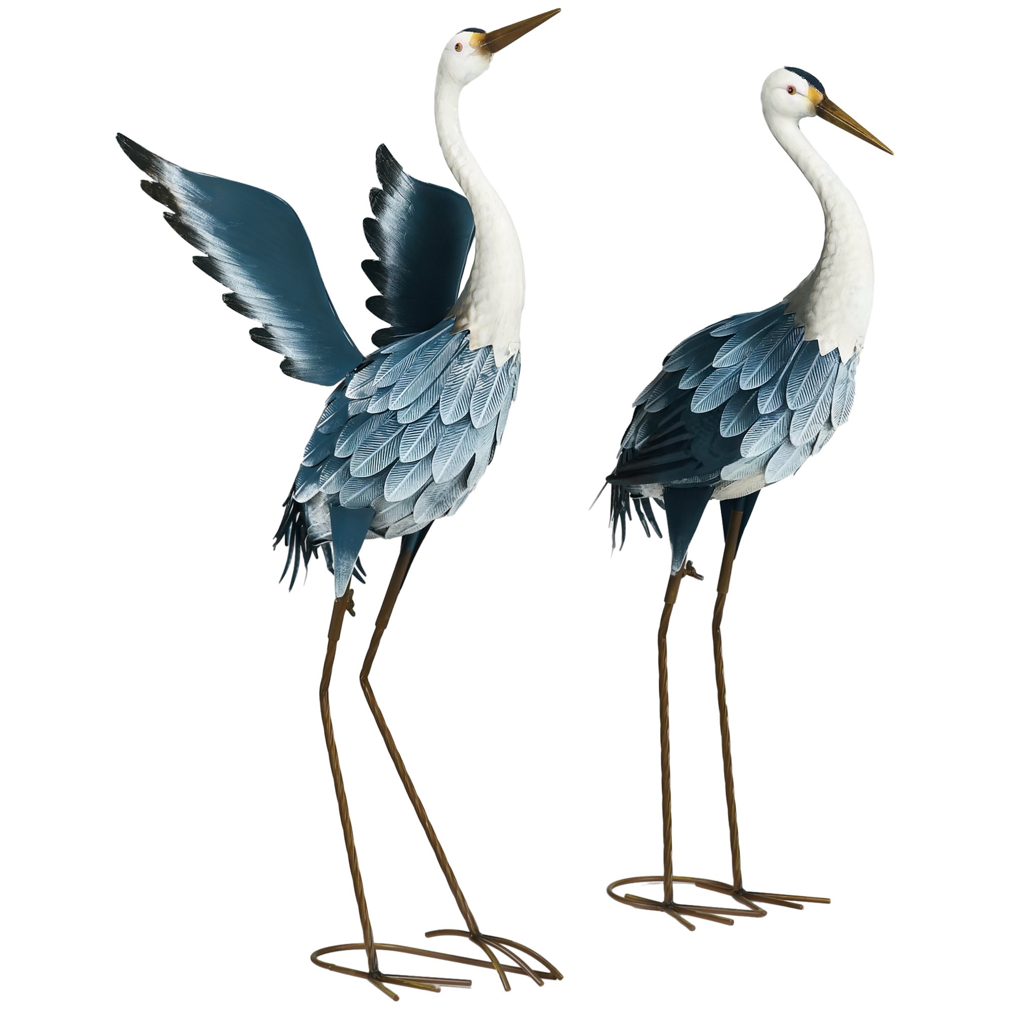 Outsunny Steel Heron Garden Statues – Blue