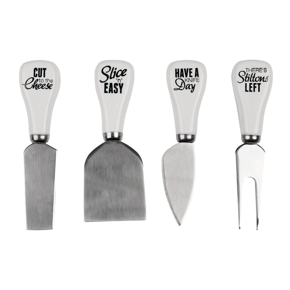 Orsina Pun and Games Set of 4 Cheese Cutters – Black and White
