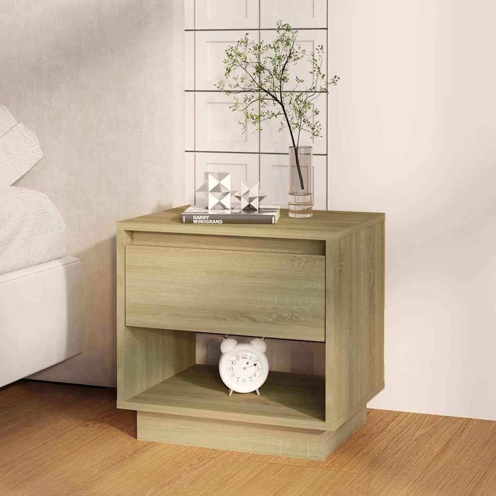 Walplus Engineered Wood Bedside Cabinet - Light Oak - 45 x 34 x 44 cm