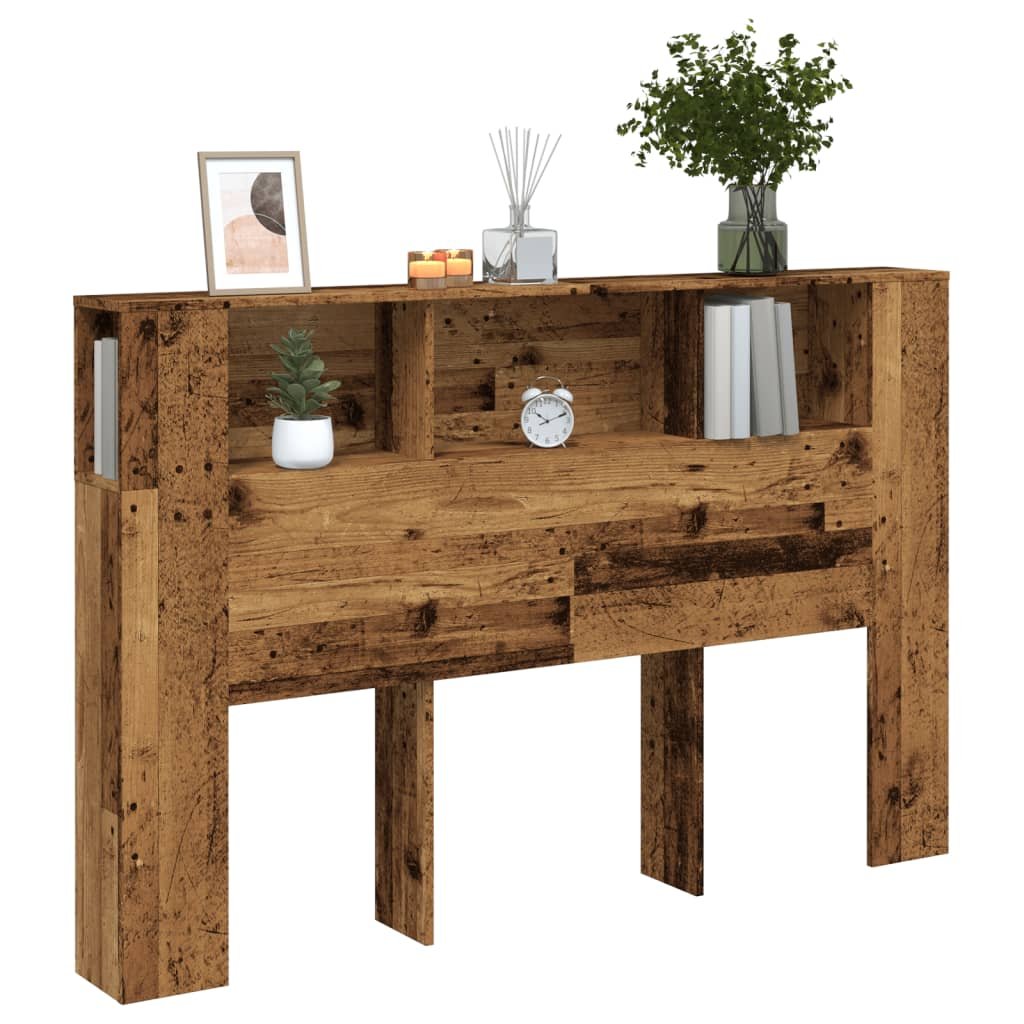Walplus Engineered Wood Headboard Cabinet - Dark Wood - 160 x 18.5 x 103.5 cm