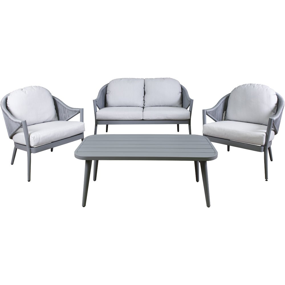 Loops Direct 4 Seater Aluminium Garden Sofa Set with Cushions - Grey