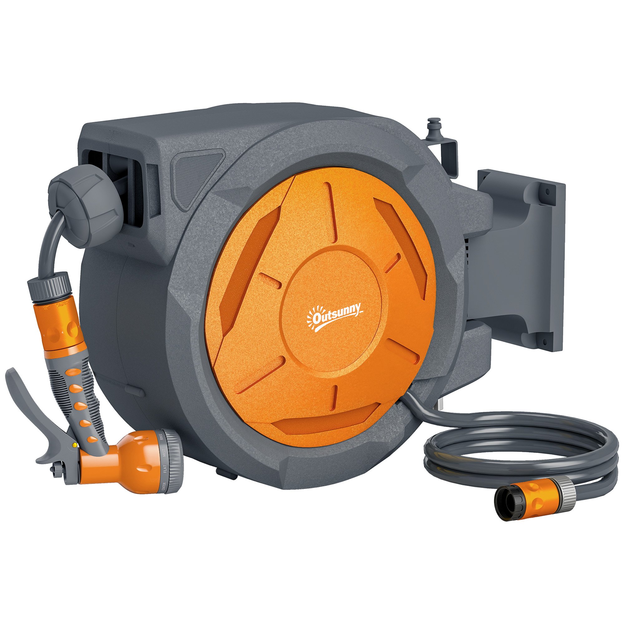 Outsunny Auto Rewind Retractable Hose Reel - Grey