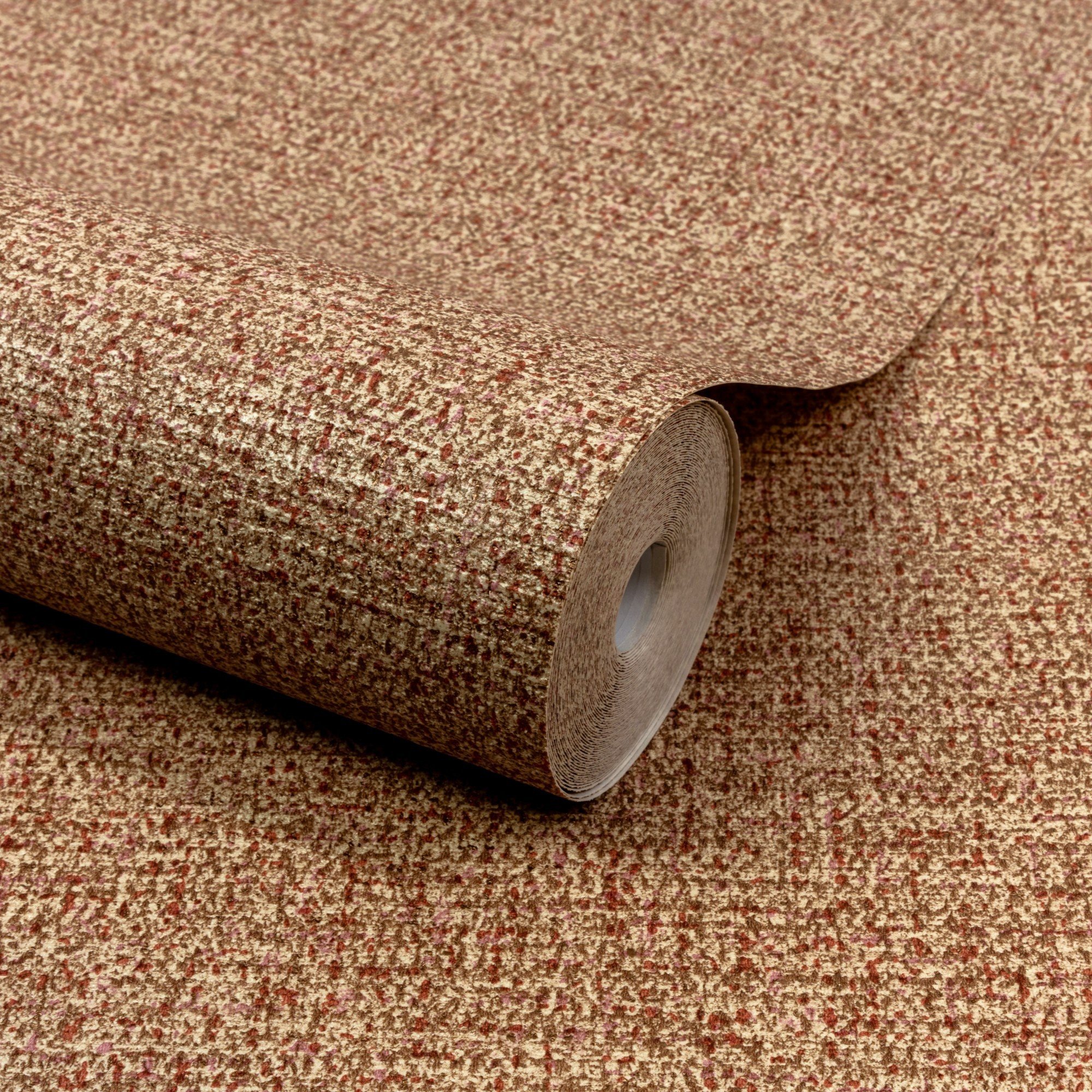 Grandeco Boutique Mysore Twill Fabric Embossed Wallpaper - Coral Rust