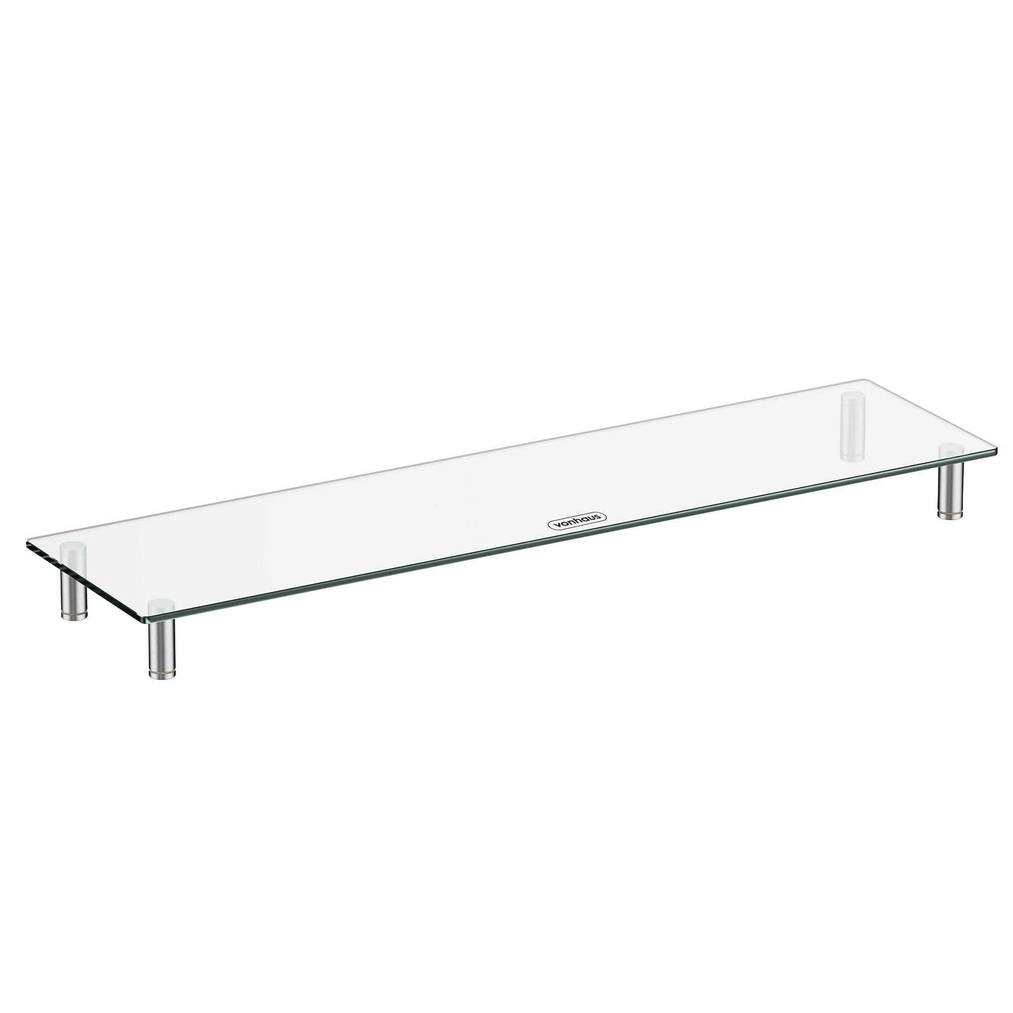 VonHaus 100x26cm Adjustable Glass Monitor Stand - Black