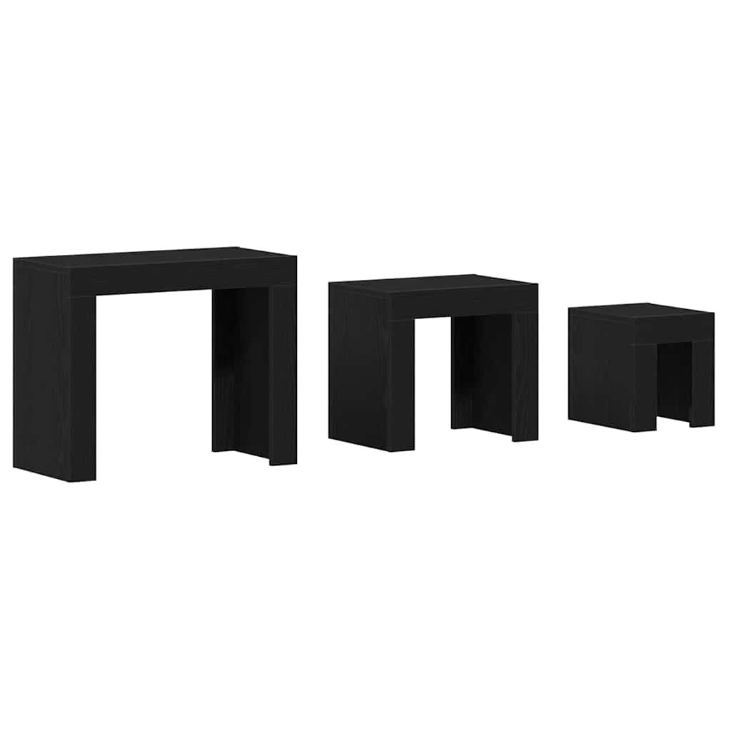 Walplus Pack of 3 Nesting Table Set - Dark Oak - 61 x 30 x 50 cm