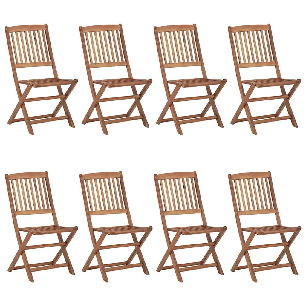 Walplus 8 Piece Solid Acacia Wood Folding Chairs - Brown - 48.5 x 57 x 91 cm