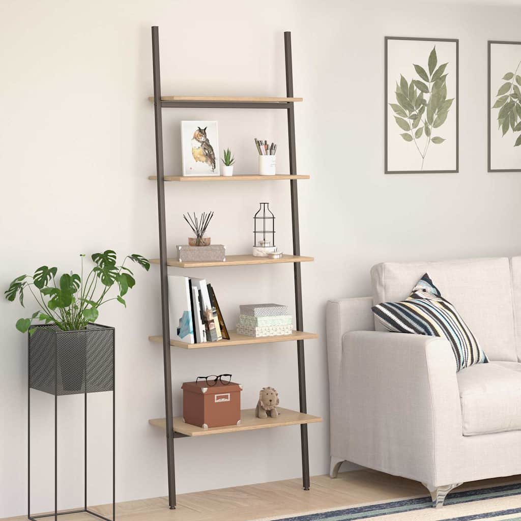 Walplus Leaning Shelf - Black - 64 x 34 x 185.5 cm