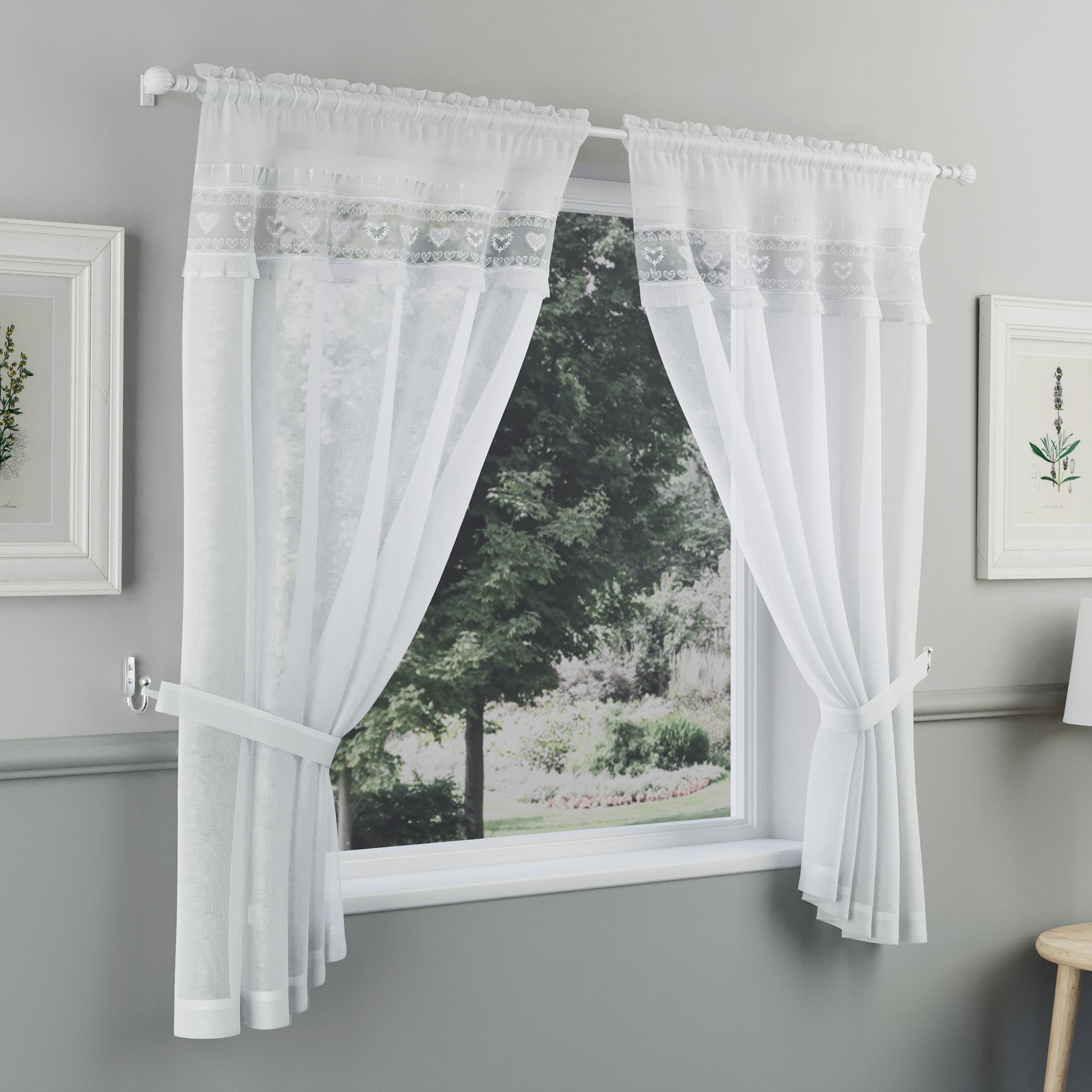 Tyrone Textiles Lucy Curtain Window Set - 140 x 91cm - White