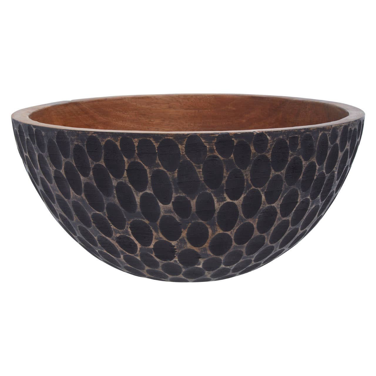 Orsina Kara Large Mango Wood Serving Bowl – Black and Natural