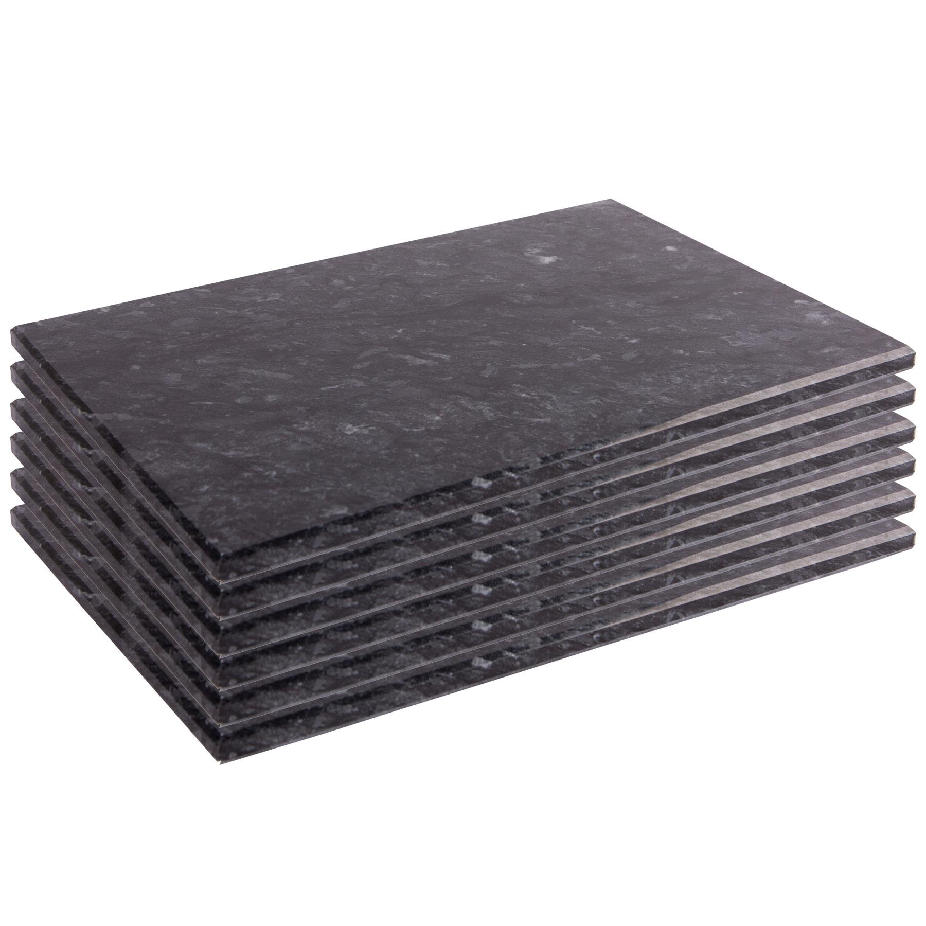 Argon Tableware Marble Rectangle Placemats - Black - Pack of 6