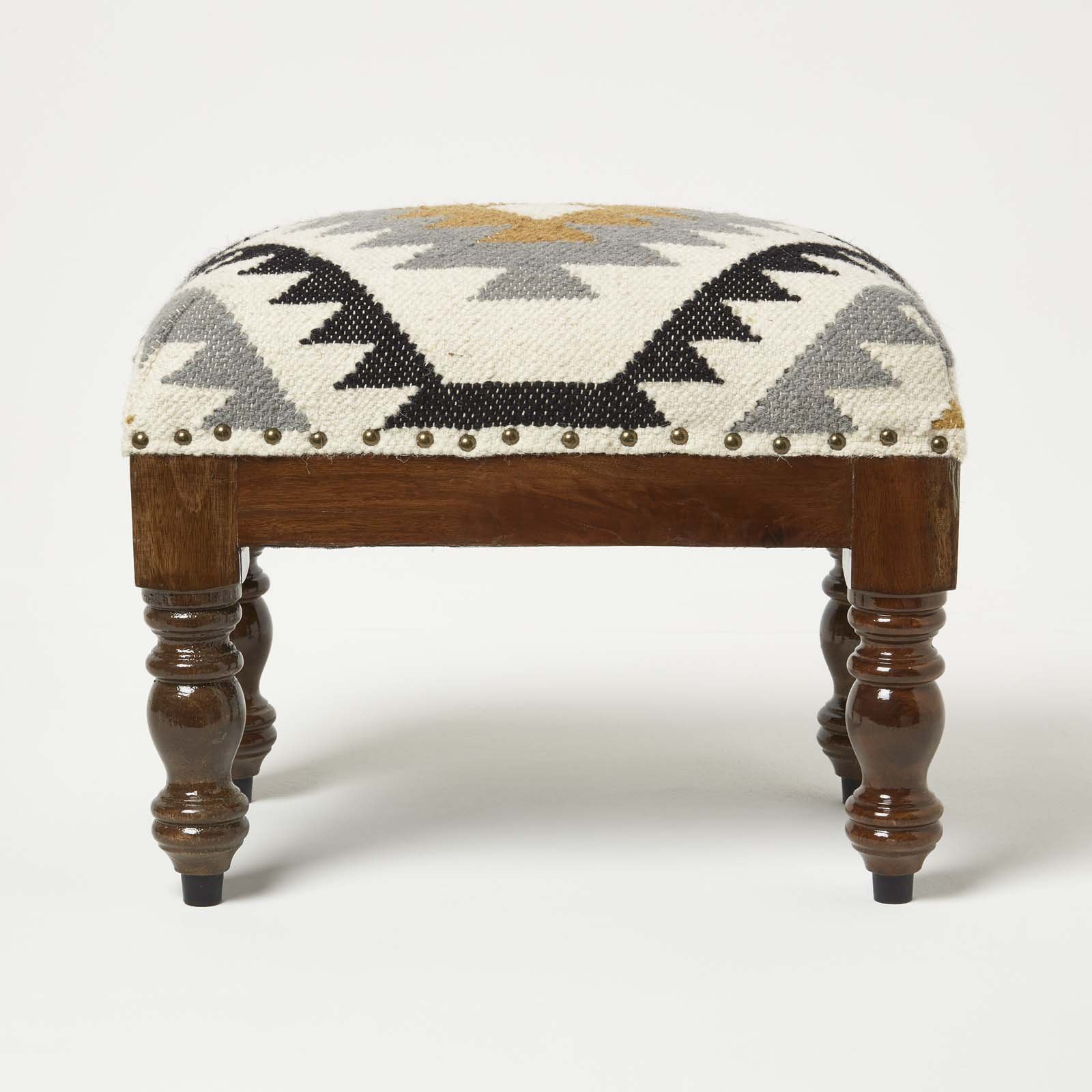 Homescapes Agra Handwoven Kilim Footstool – 50 x 30 cm