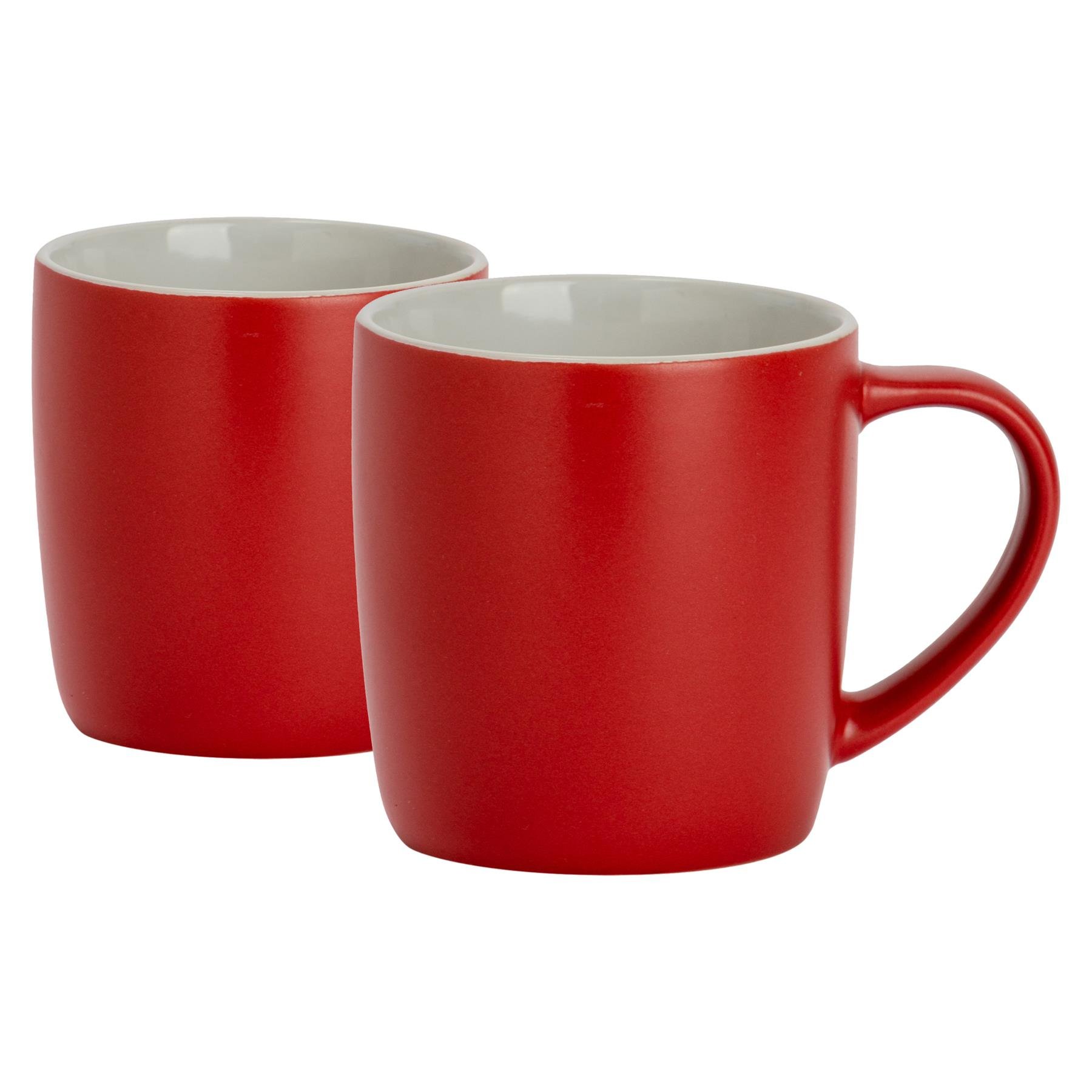 Argon Tableware Matt Coloured Coffee Mugs - 350ml - Red - Pack of 2