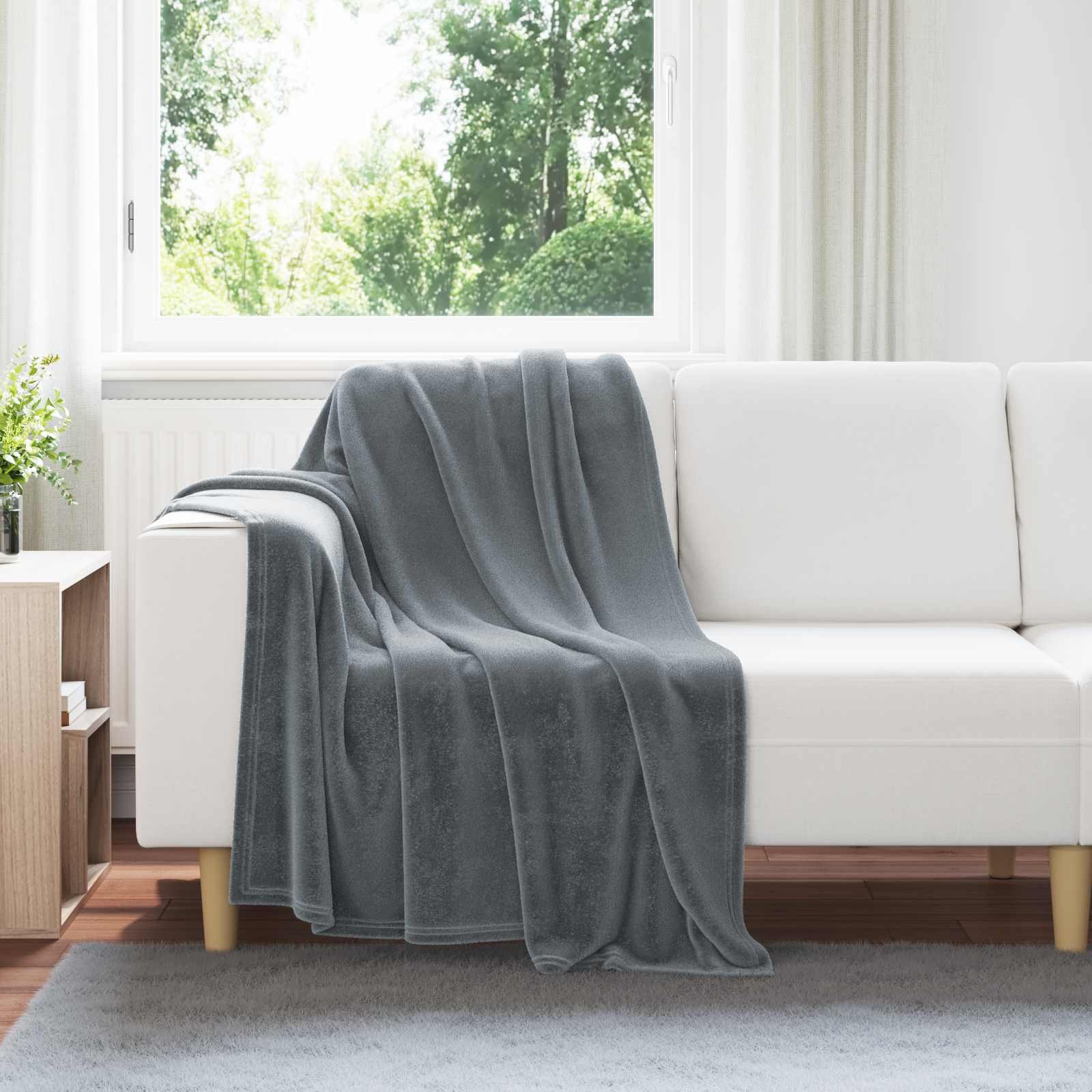 Walplus Fleece Throw Blanket - Dark Grey - 150 x 130 cm