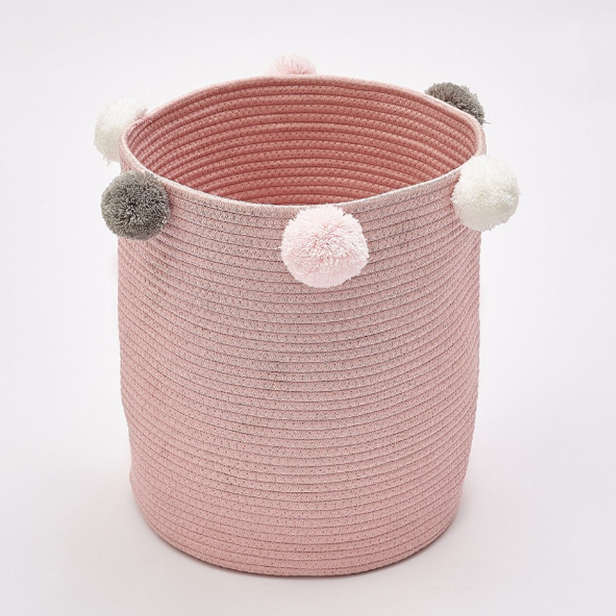 Living and Home Cotton Rope Storage Basket with Pompom - Pink