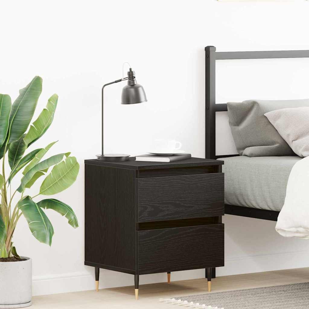 Walplus 2 Drawer Bedside Storage Cabinet - Dark Oak - 40 x 35 x 50 cm