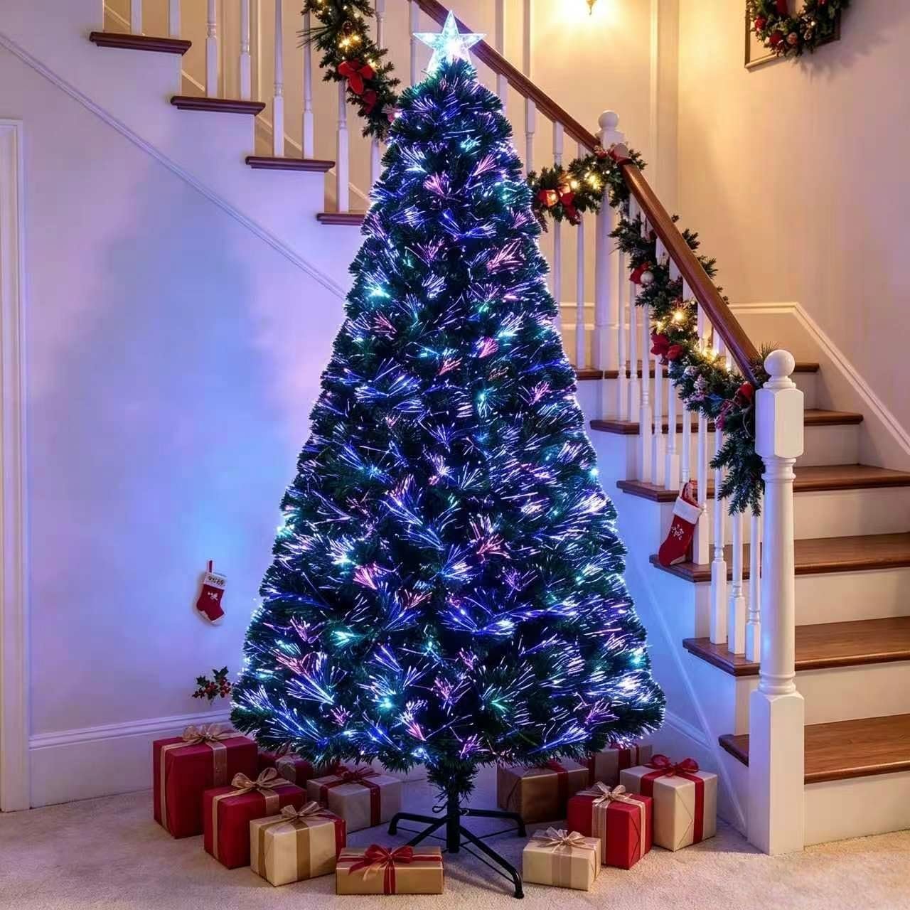 VeryMerry Fibre Optic Pre-Lit Christmas Tree with Timer Lights - 6FT