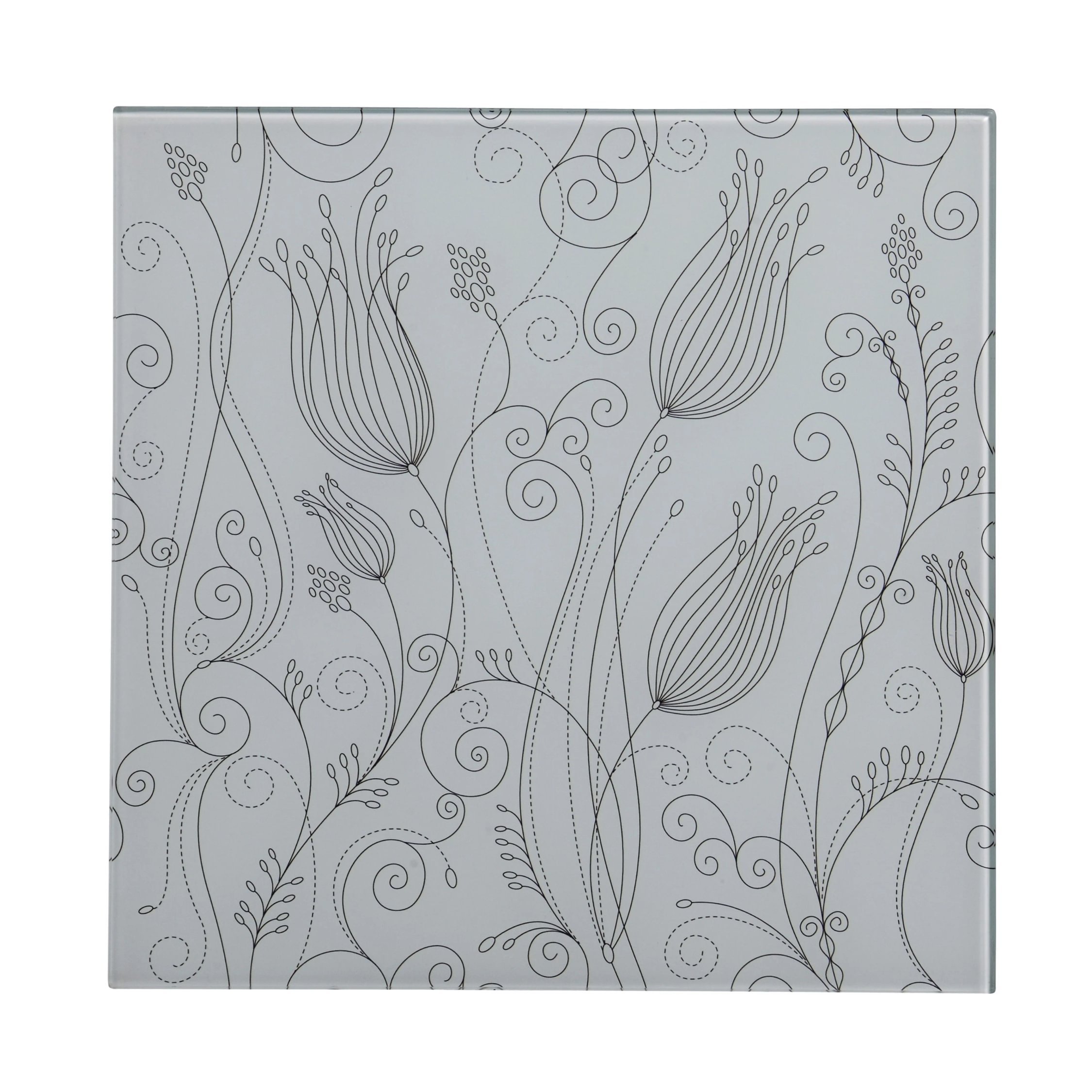 Orsina Tulip Frame Glass Print Wall Art - White