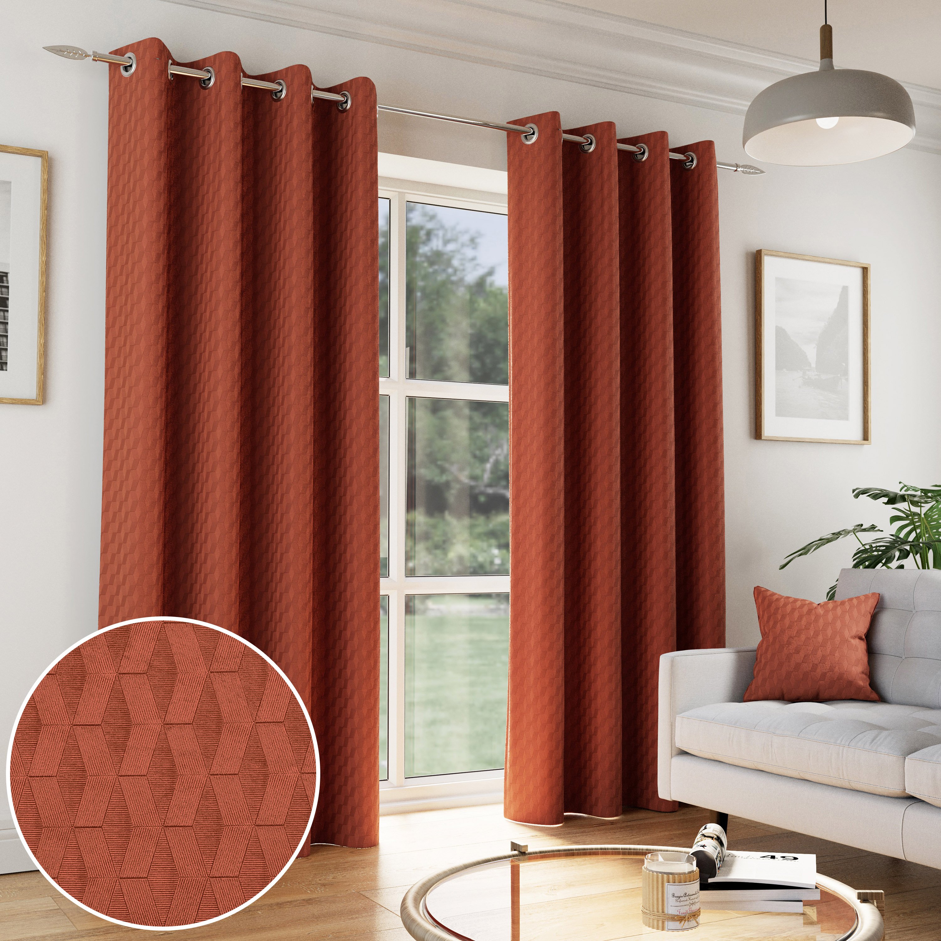 Enhanced Living Verona Thermal Eyelet Curtains - 168 x 229cm - Orange