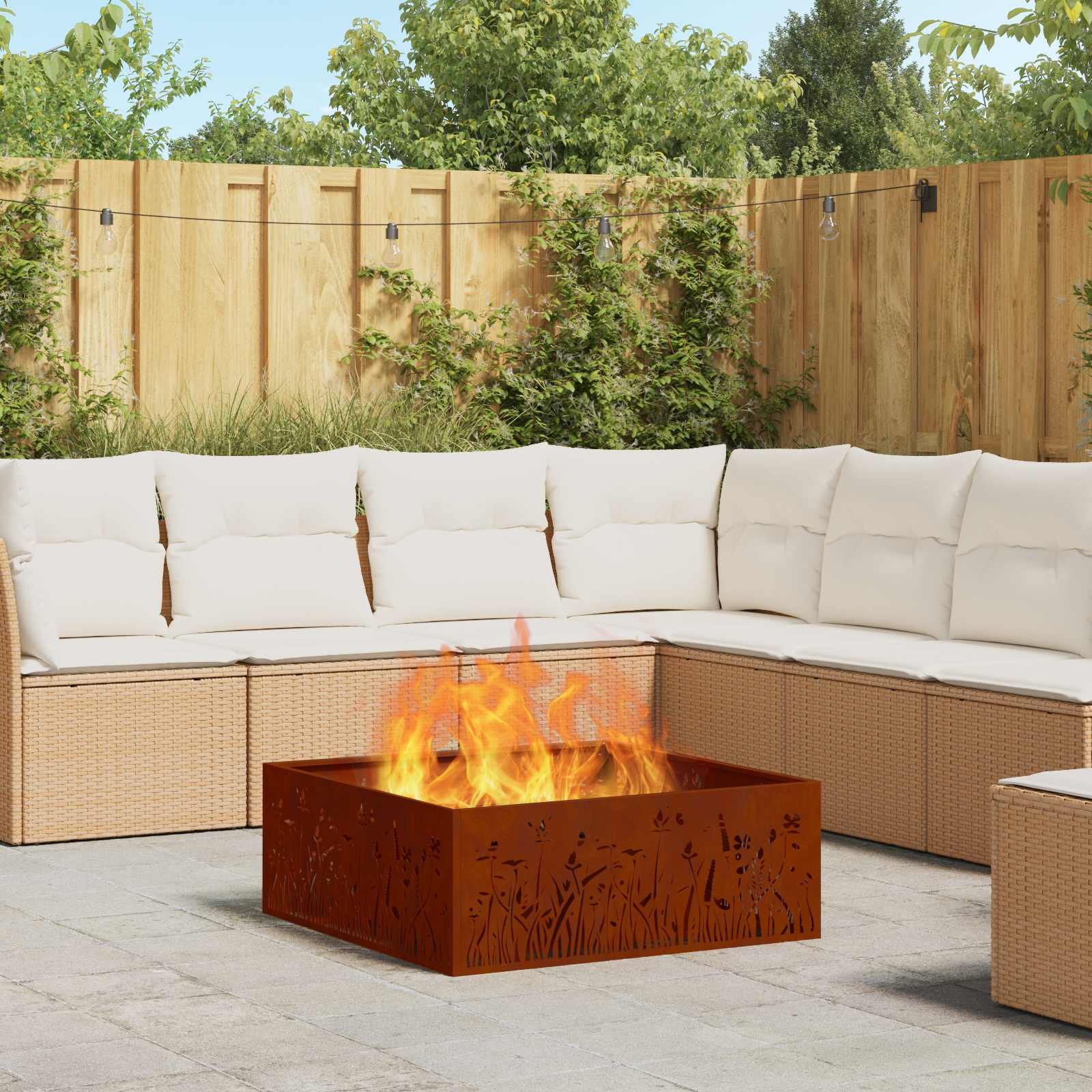 Walplus Steel Fire Pit Weathering - Brown - 80 x 80 x 30 cm