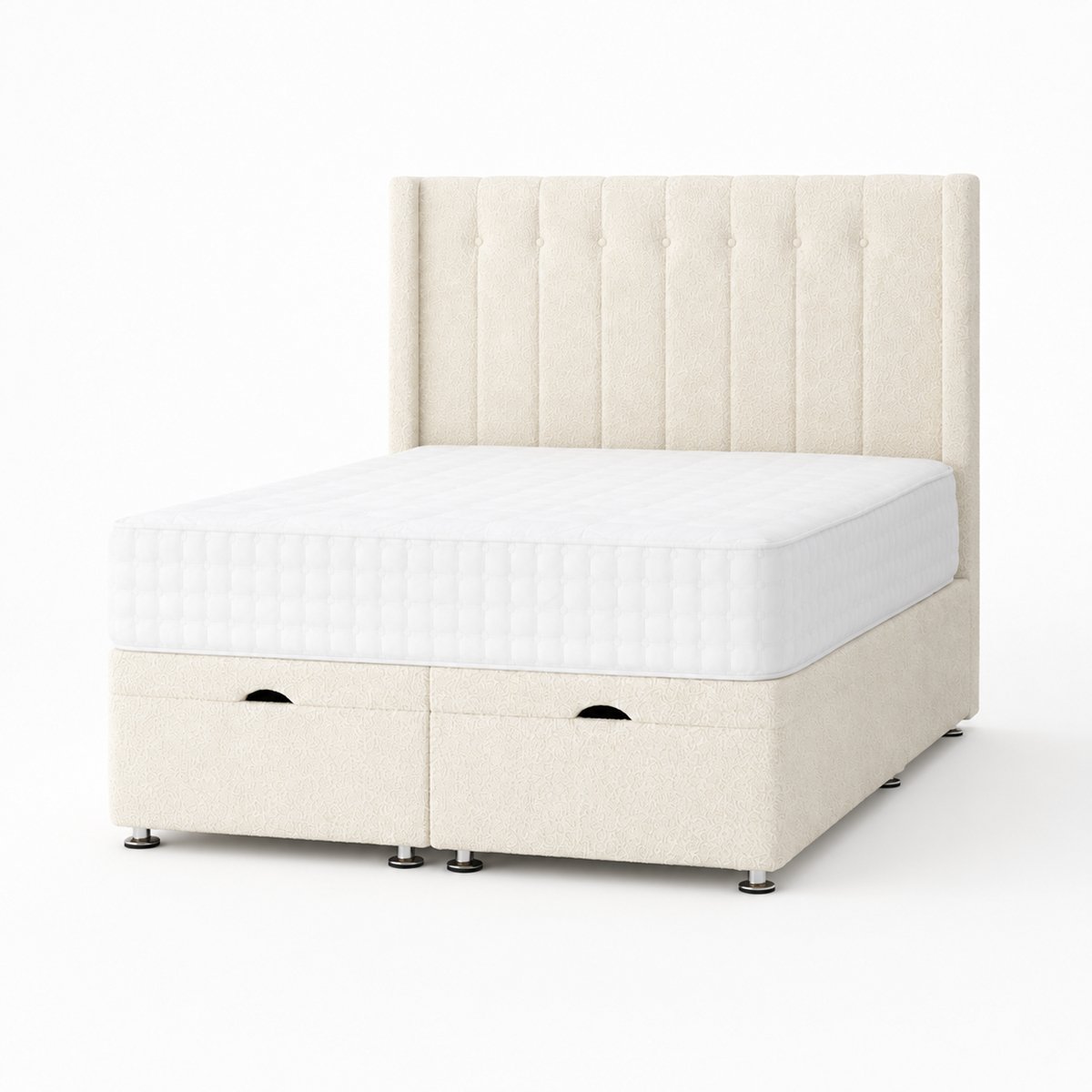 Comfy Deluxe 6ft Super King Astra End Lift Ottoman Bed Set -  Boucle Cream