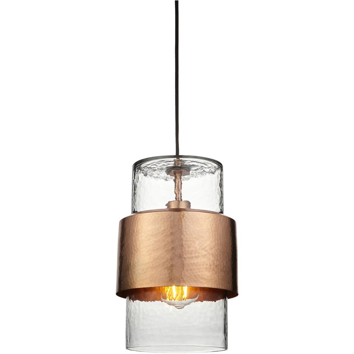 Loops Direct Steel Glass 10W LED Pendant Light - Hammered Copper