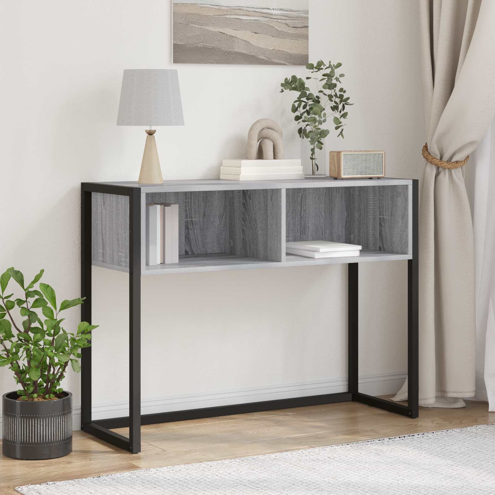 Walplus Engineered Wood End Table - Grey Sonoma - 100 x 36 x 75 cm