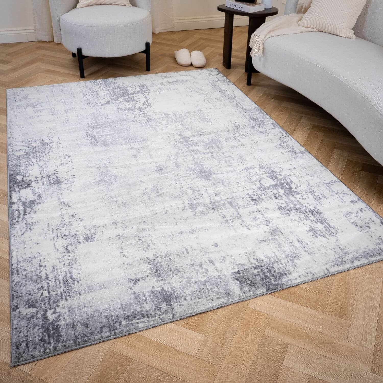 The Rugs Grey Elaris Abstract Faded Area Rug - 80 x 150cm