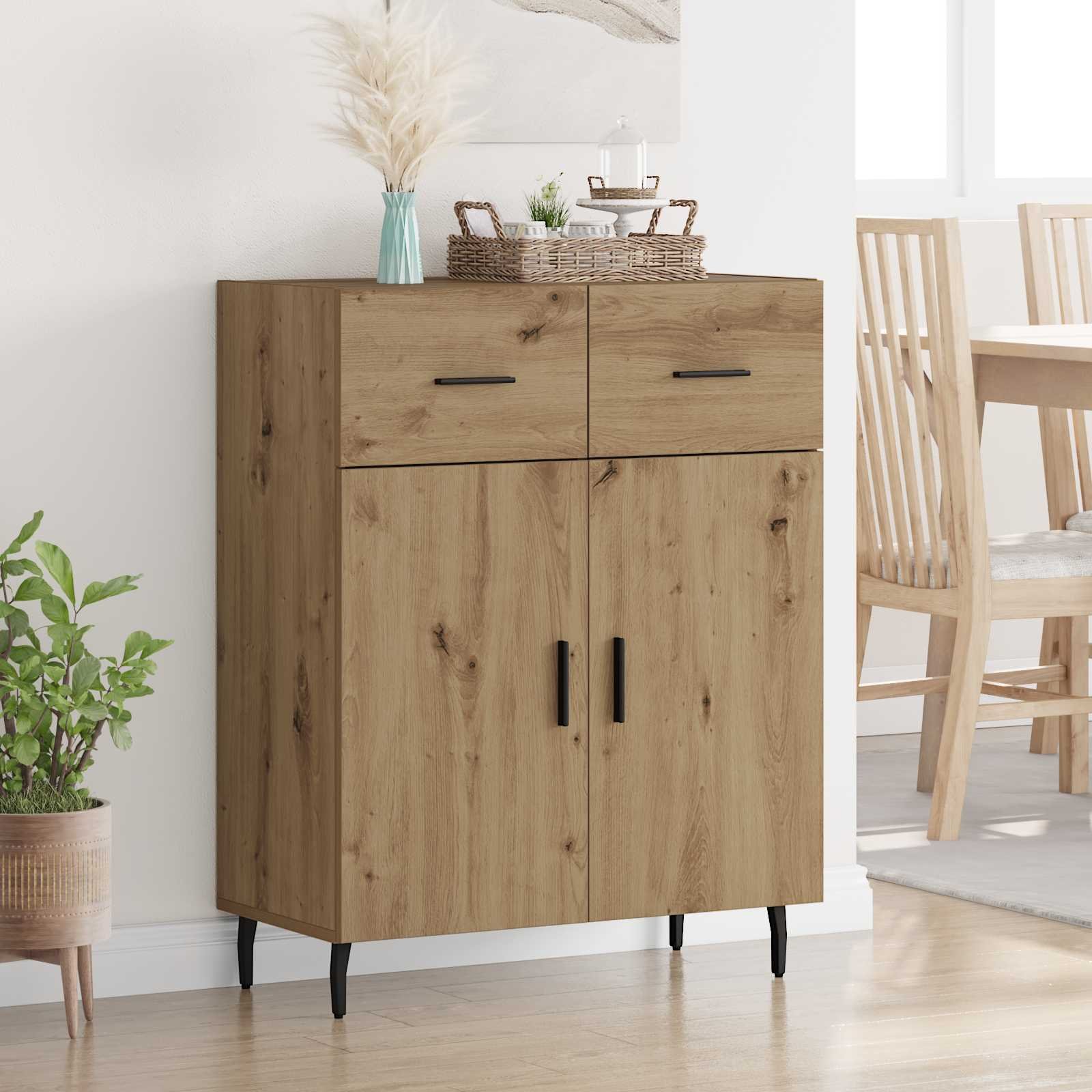 Walplus 2 Drawer Rectangular Sideboard - Artisan Oak - 69.5 x 34 x 90 cm