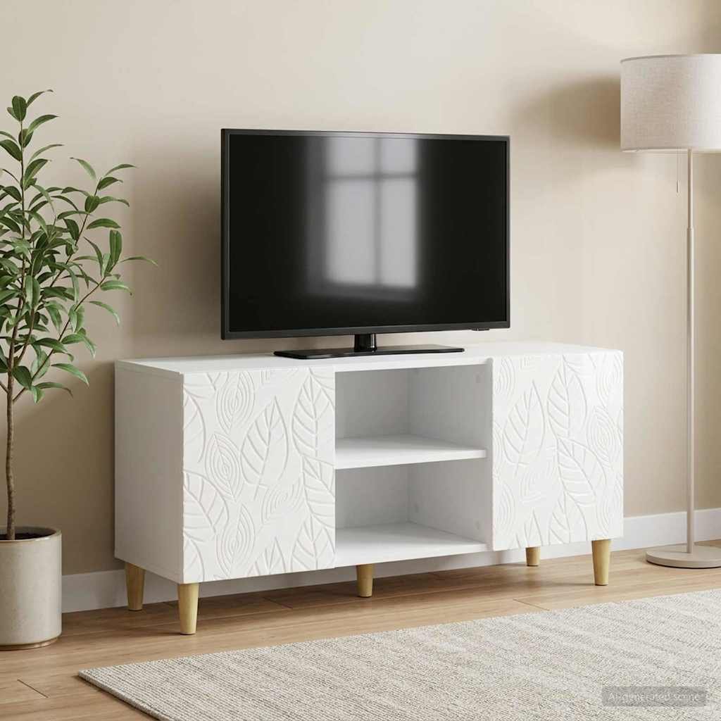 Walplus 2 Door TV Cabinet 1 Shelf - High Gloss White - 102 x 34.5 x 50 cm