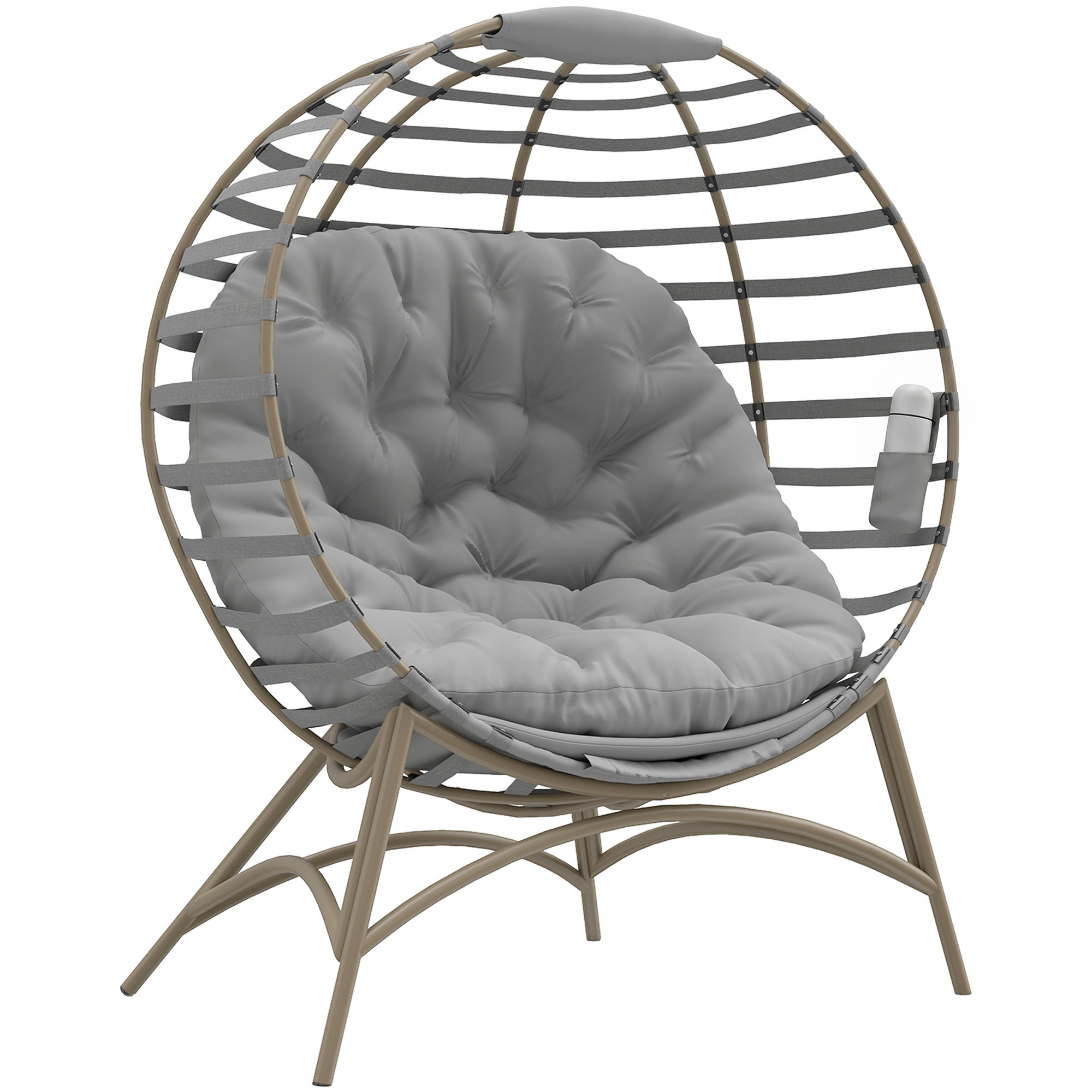 Outsunny Steel Indoor Outdoor Garden Egg Swing Chair - Light Grey