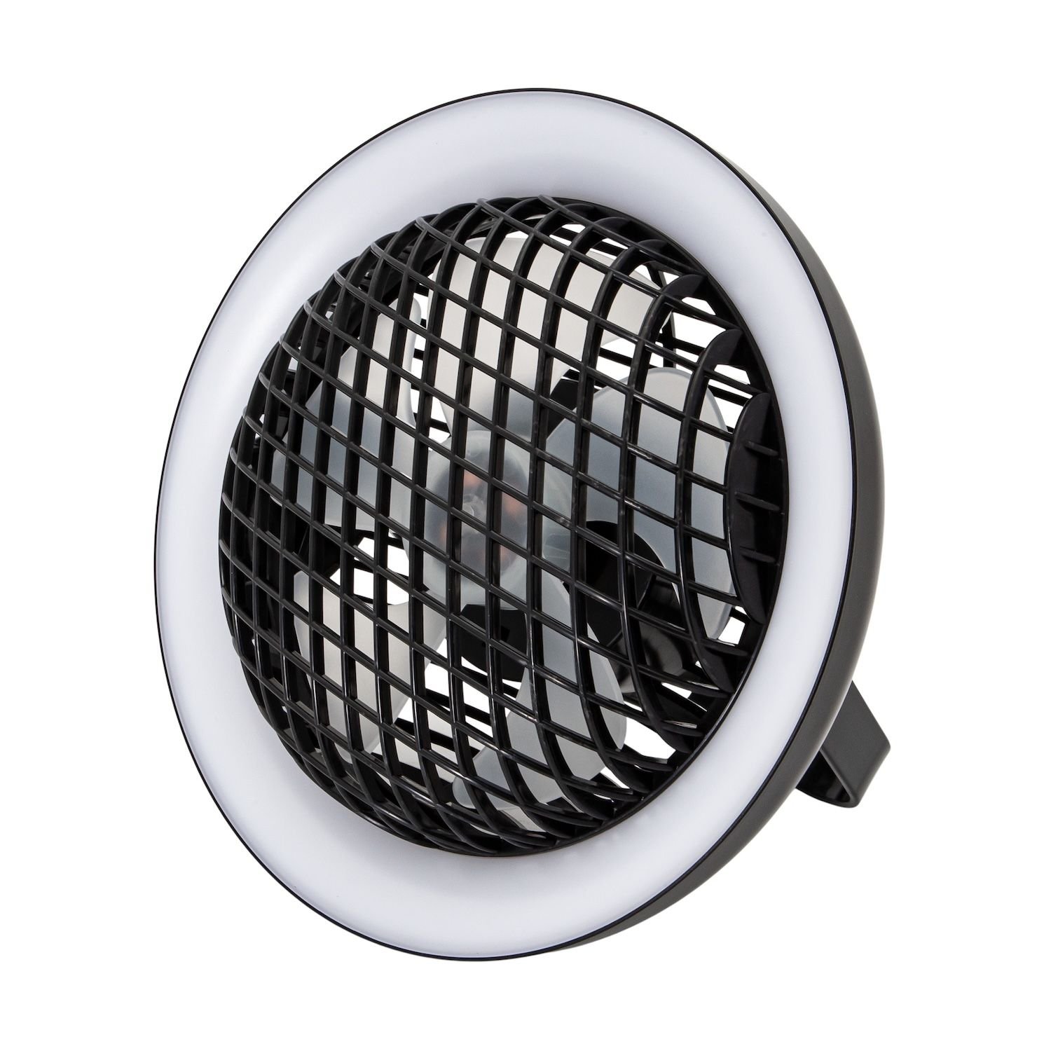 Happy Homewares Black Rechargeable 3 Speed Fan with LED Desk Lamp - 20cm