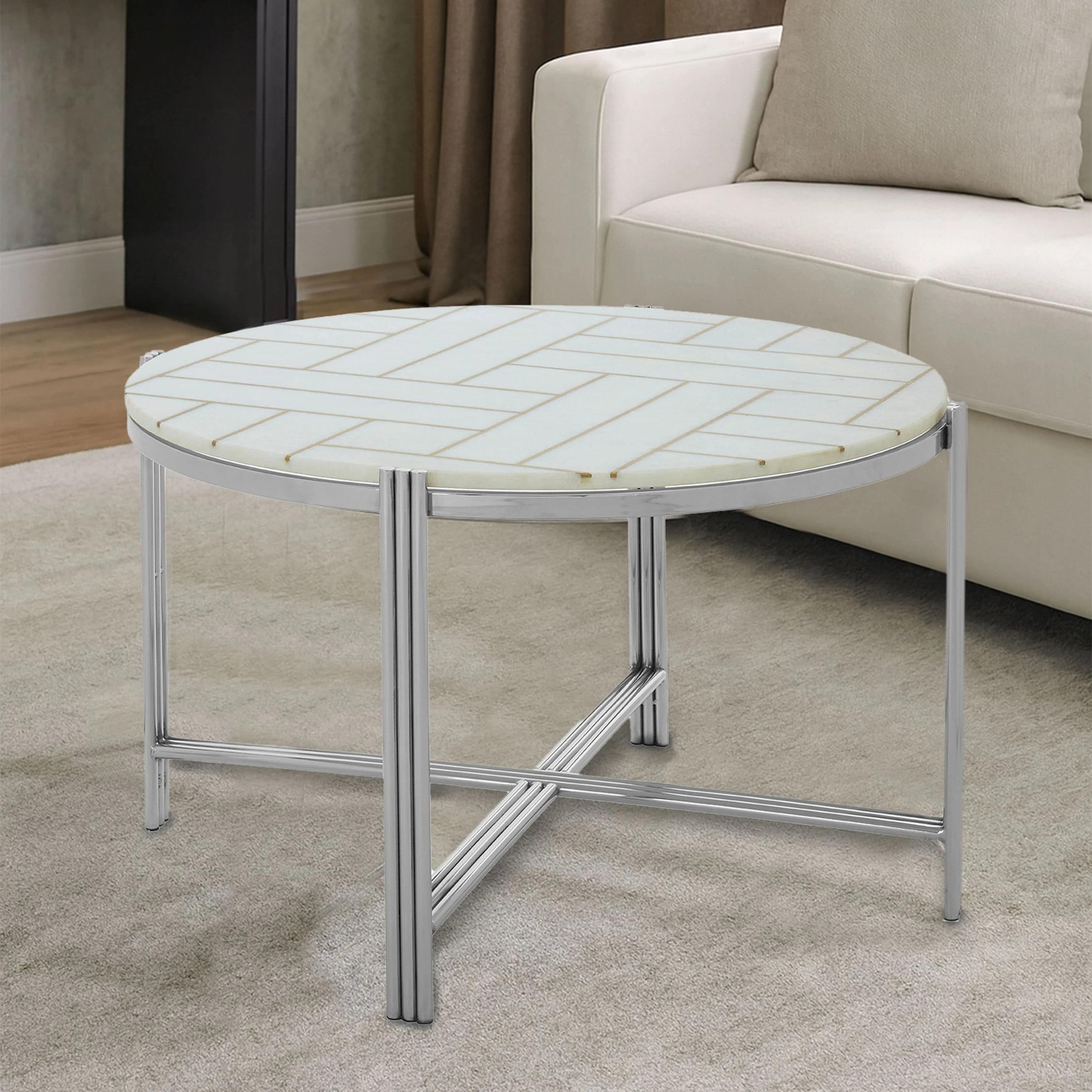Orsina Eva Marble Top Coffee Table - White