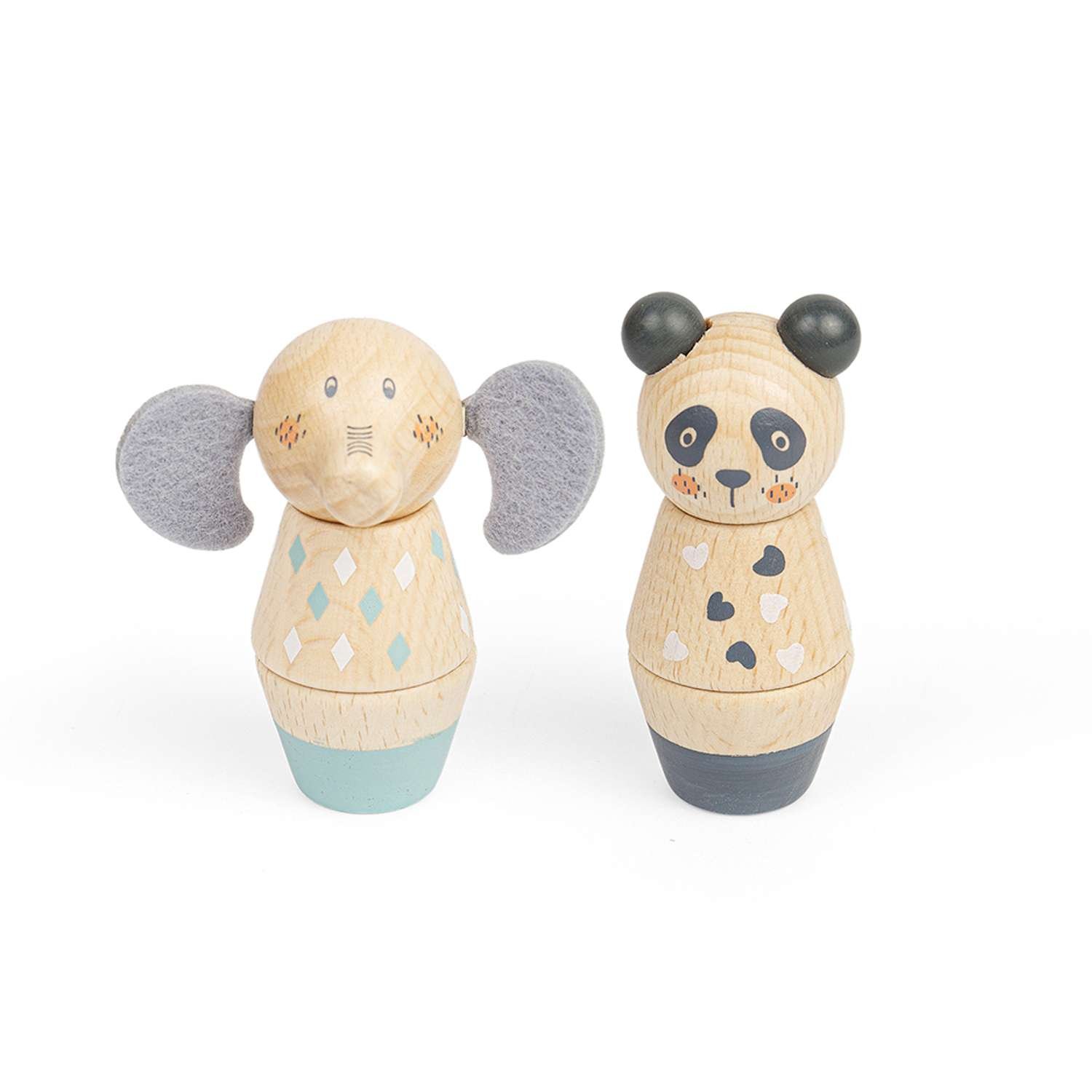 Bigjigs Toys Twist and Match Animals Panda and Elephant - 18 Months +