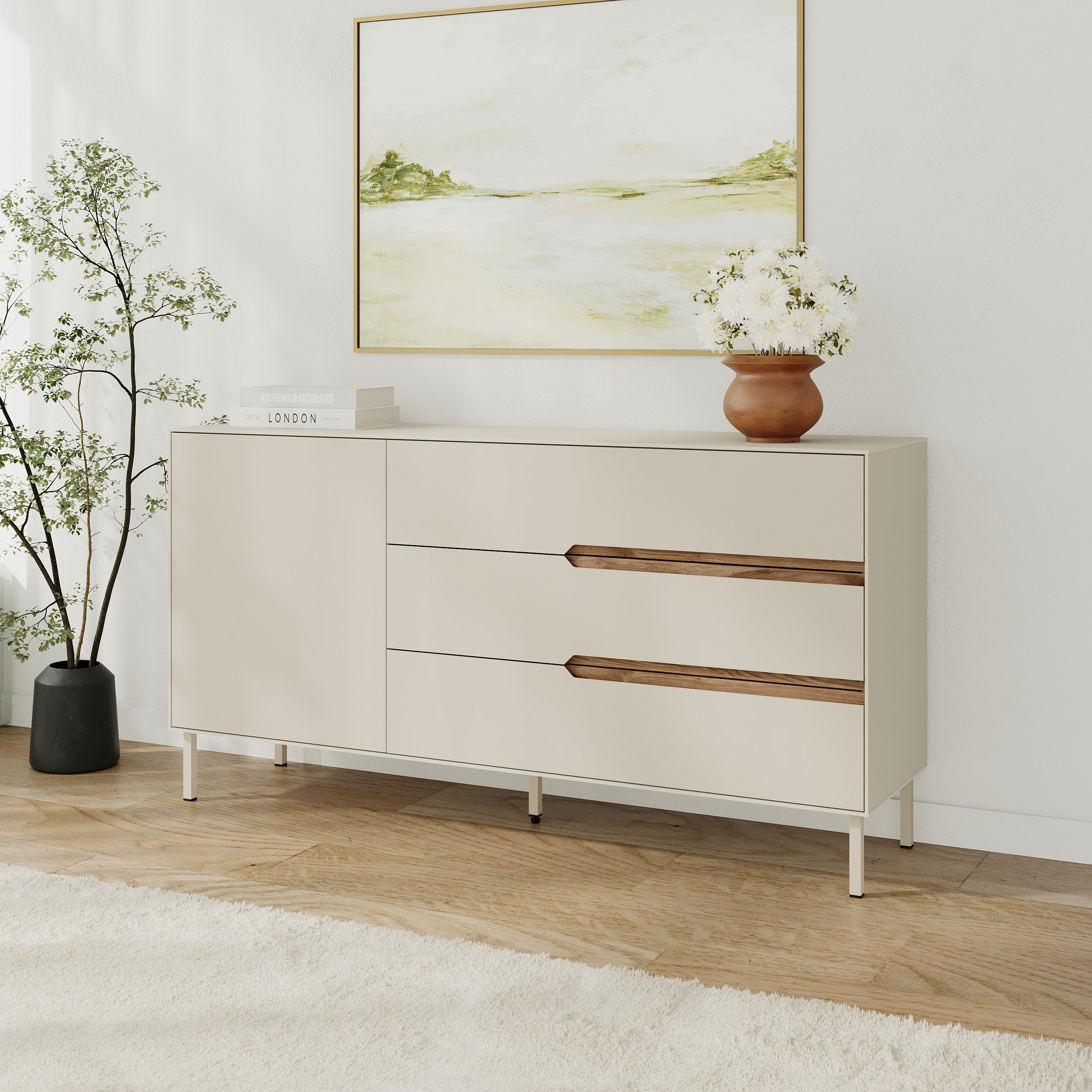 Decortie Arch Drawers Cabinet Sideboard - Sand