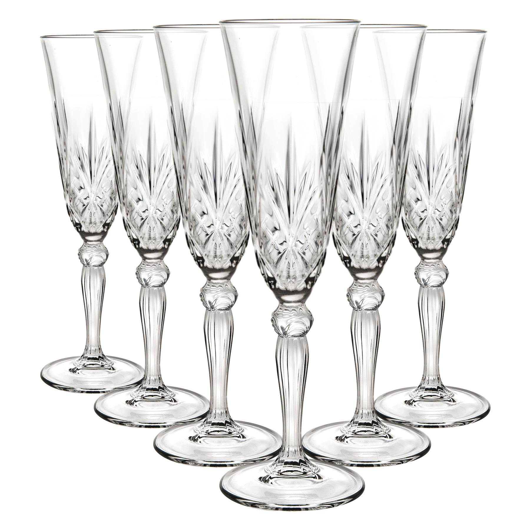 RCR Crystal Melodia Glass Champagne Flutes 160ml - Pack of 6