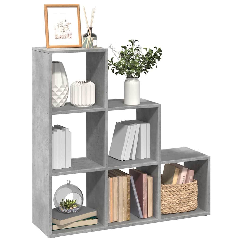 Walplus 3 Tier Engineered Wood Book Cabinet - Stone Grey - 99 x 29 x 99 cm