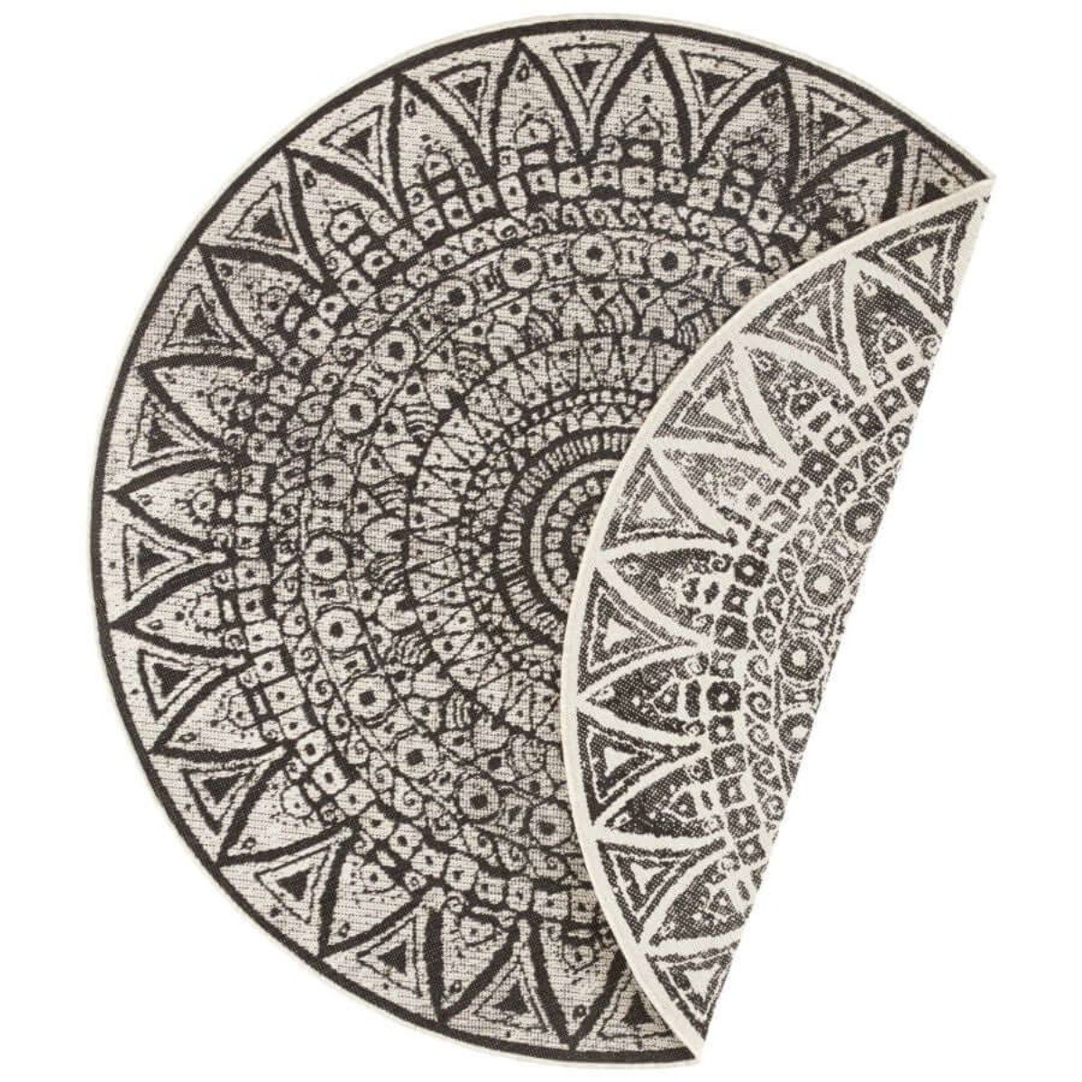 Hanse Home Black Lilja Vintage Indoor Outdoor Reversible Round Rug - 100cm