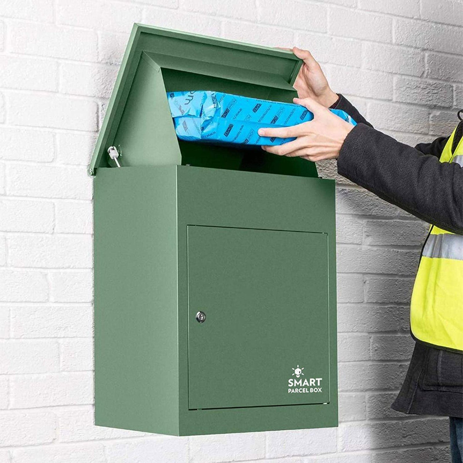 Smart Parcel Box Galvanised Steel Secure Wall Mounted Delivery Box - Green